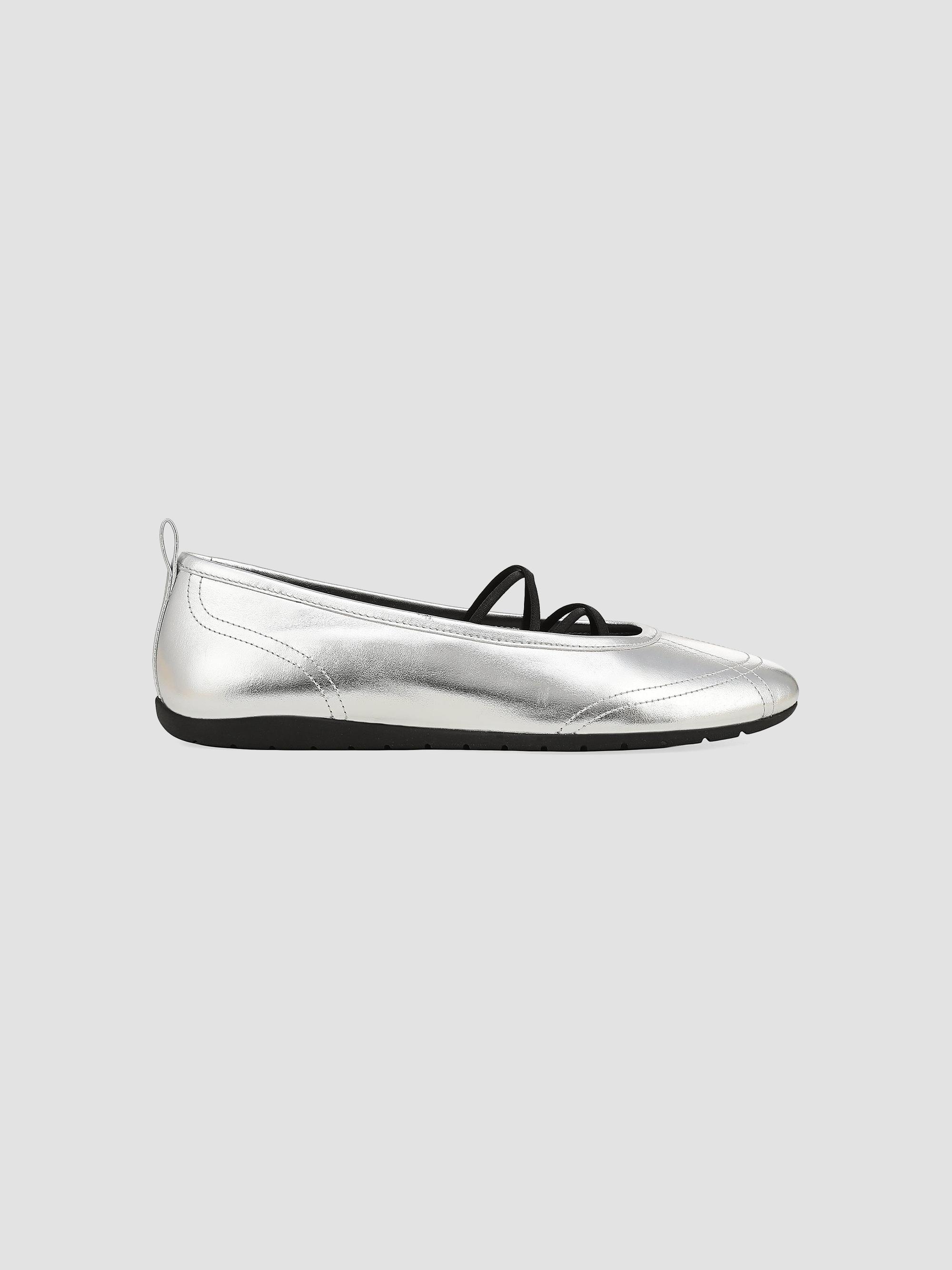 Vince Women's Coralie Leather Ballet Flats - Silver | Thumbnail 5
