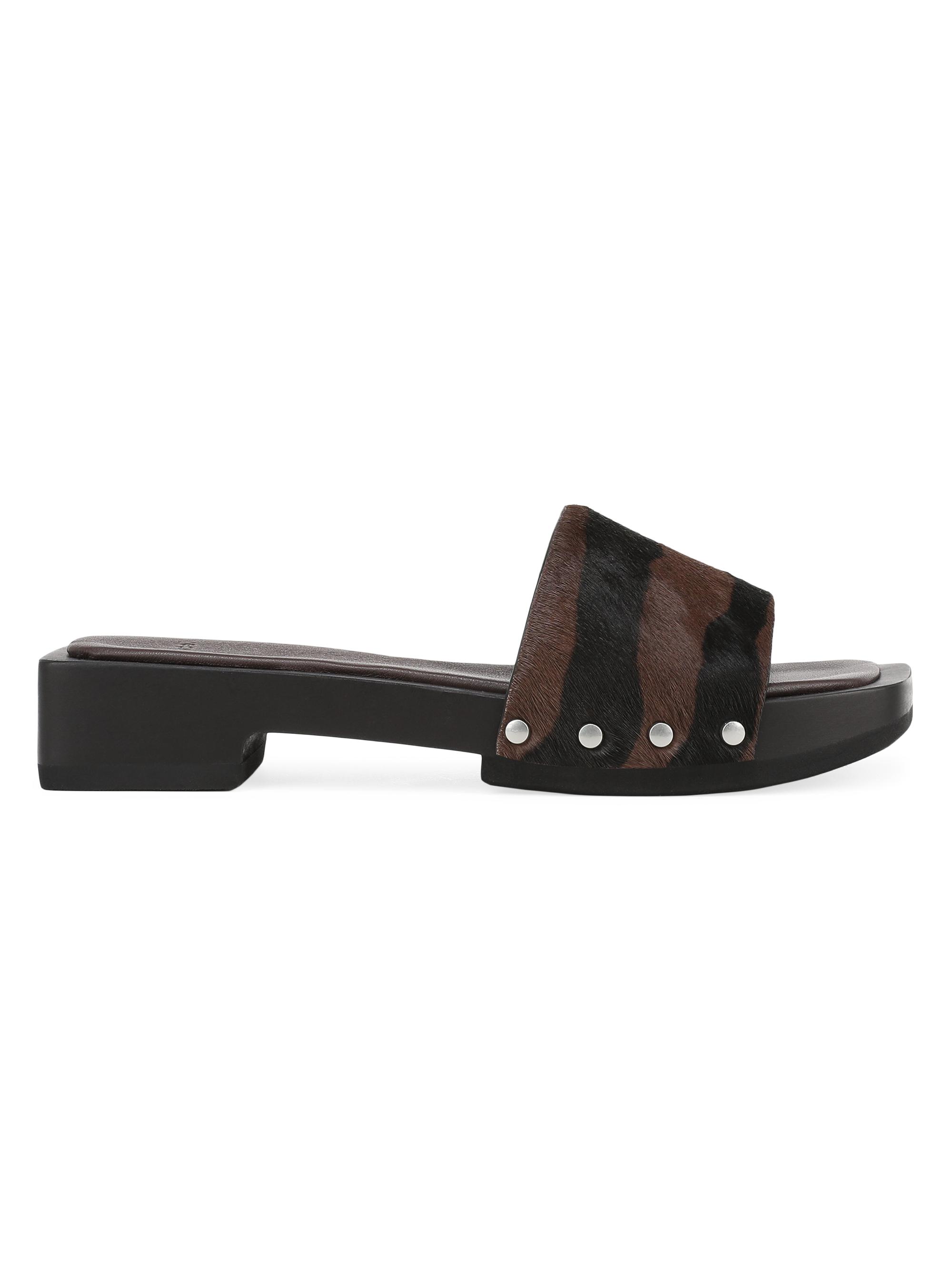Vince Women's 32MM Barbara Studded Zebra-Print Calf Hair Sandals - Molton Brown