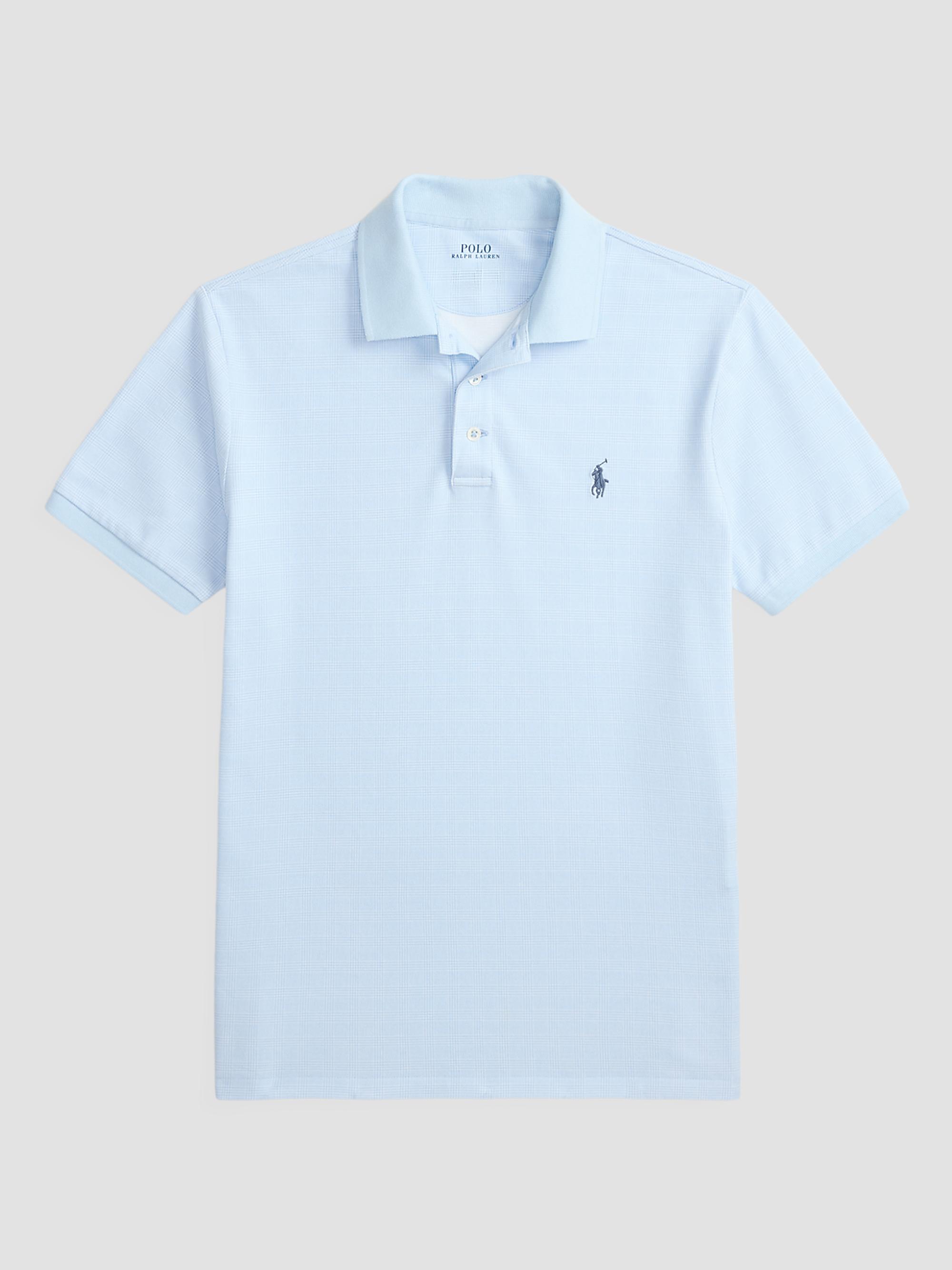 Polo Ralph Lauren Men's Custom-Slim-Fit Stretch Mesh Polo Shirt - Small Glen Pebble Blue | Thumbnail 7