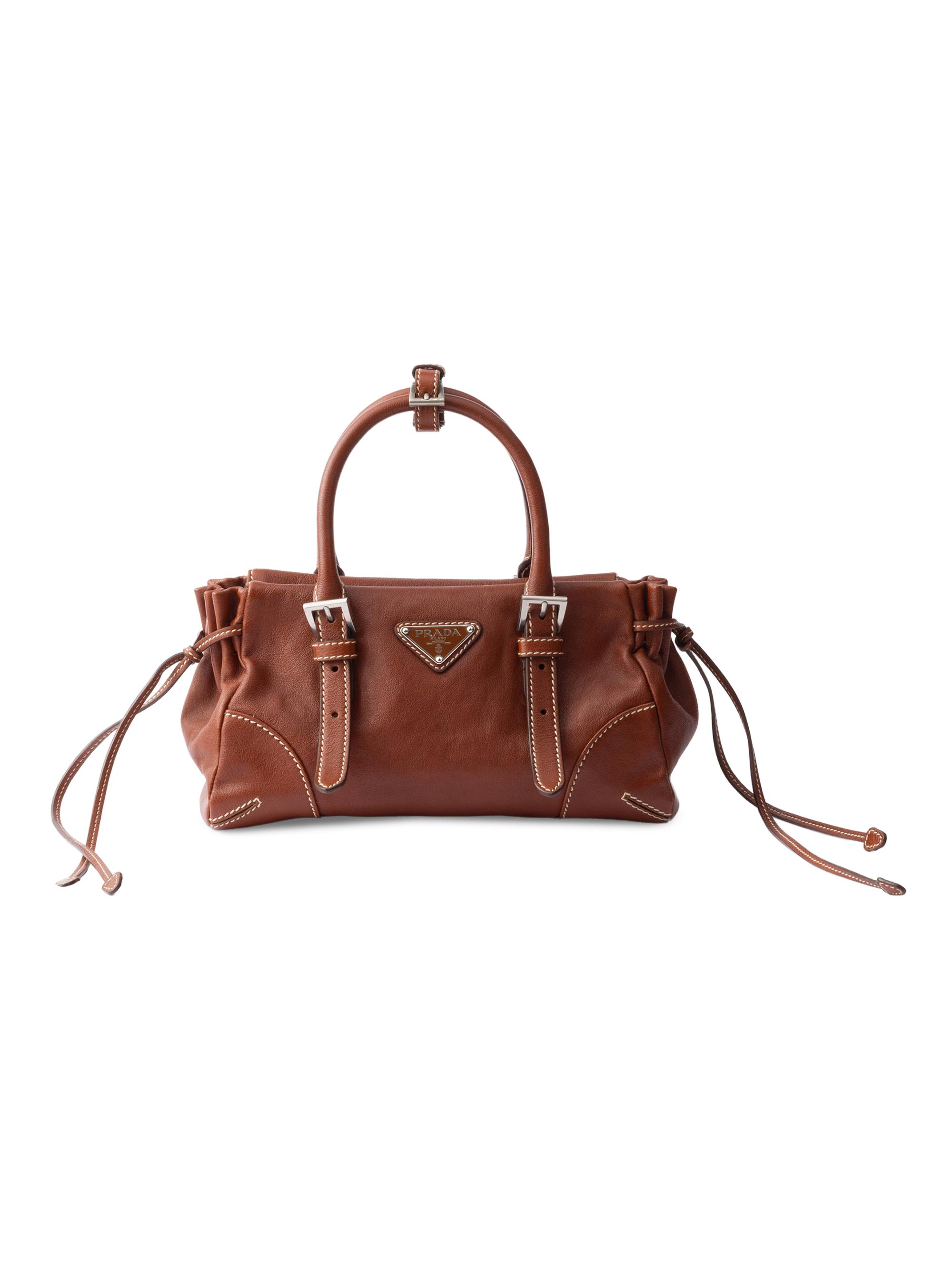 Prada Women's  Bonnie  Leather Top Handle Bag - Black - Women's Bags