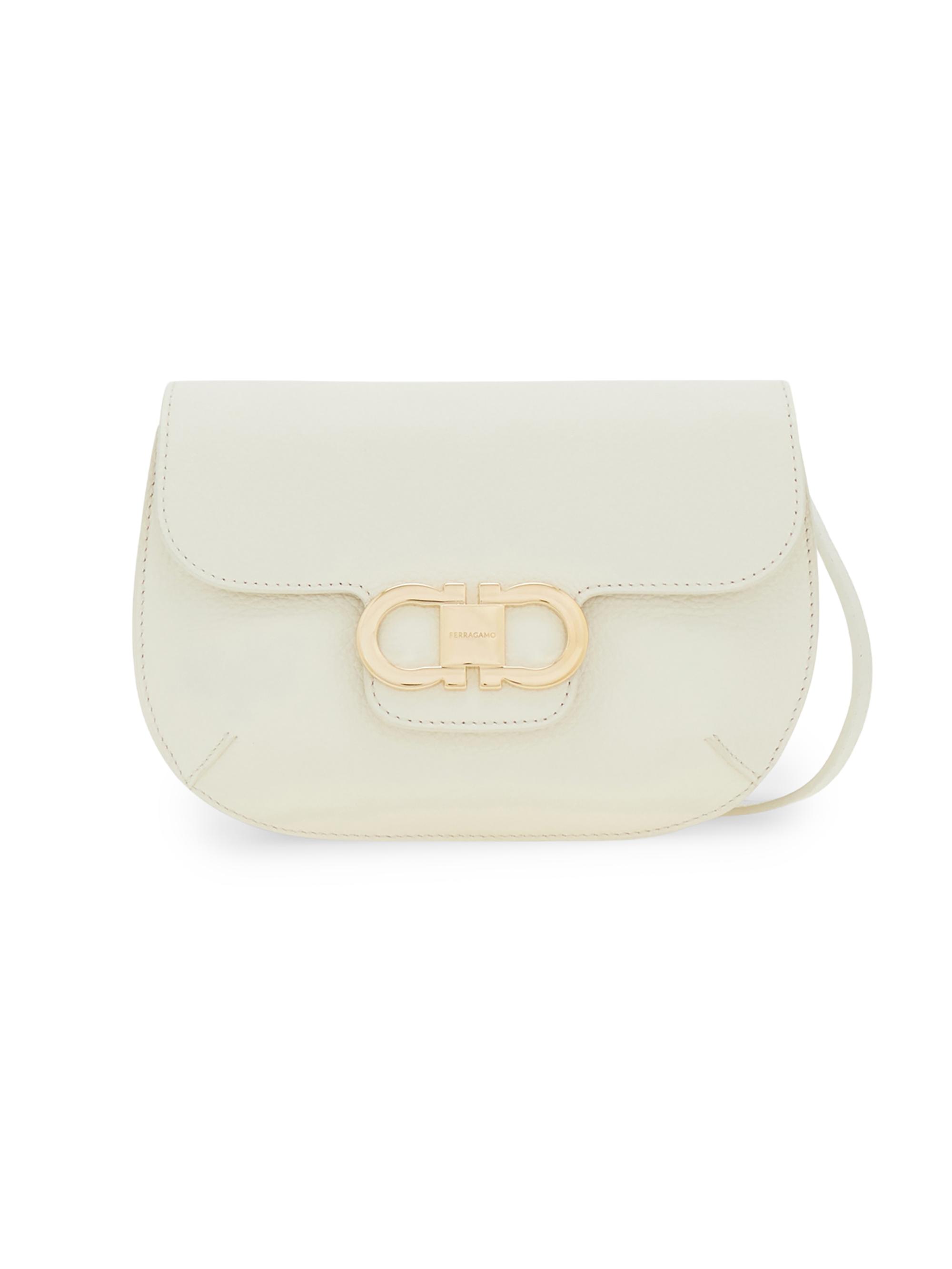 FERRAGAMO Women's Double Gancini Leather Crossbody Bag - Mascarpone