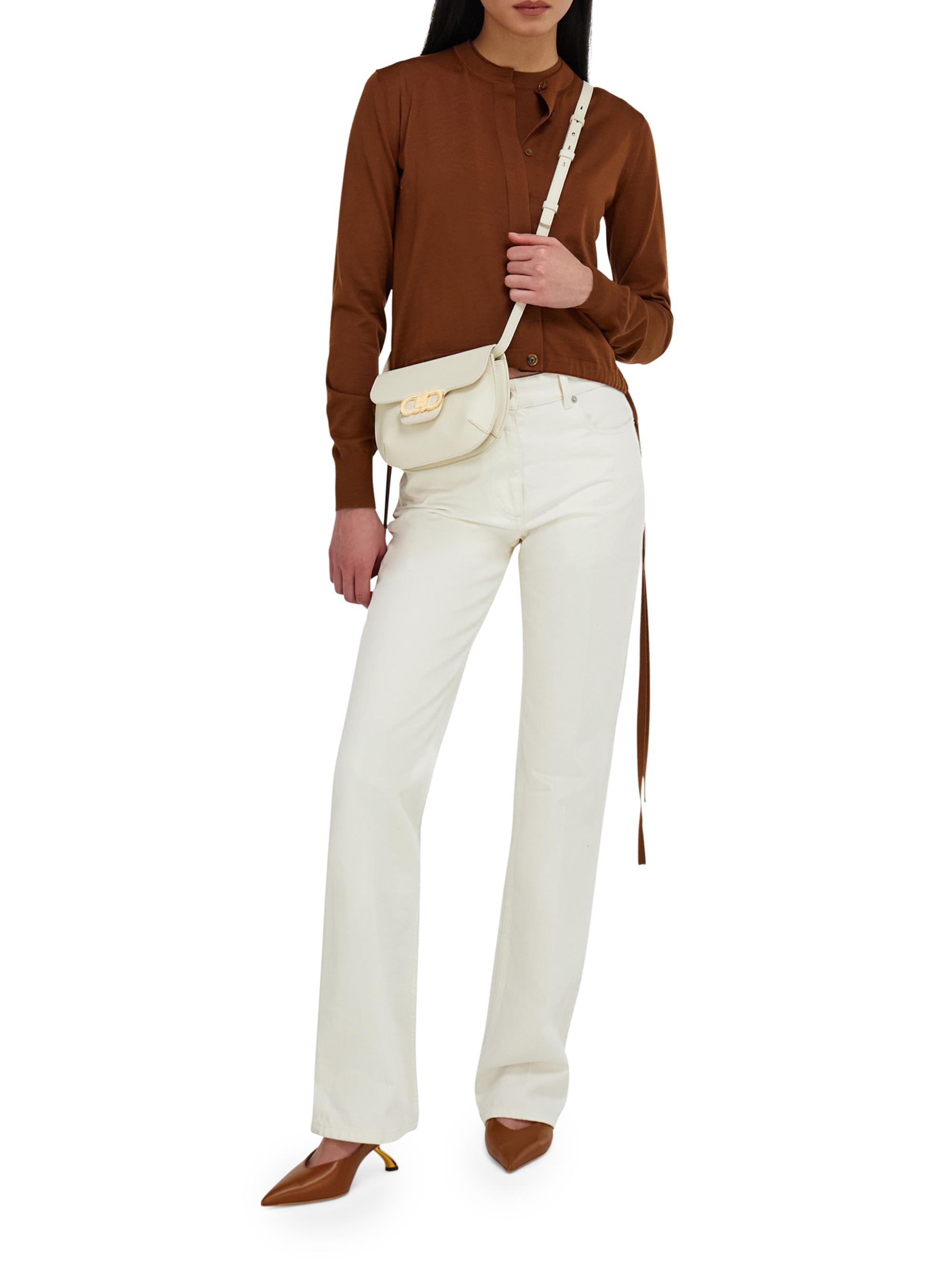 FERRAGAMO Women's Double Gancini Leather Crossbody Bag - Mascarpone | Thumbnail 2