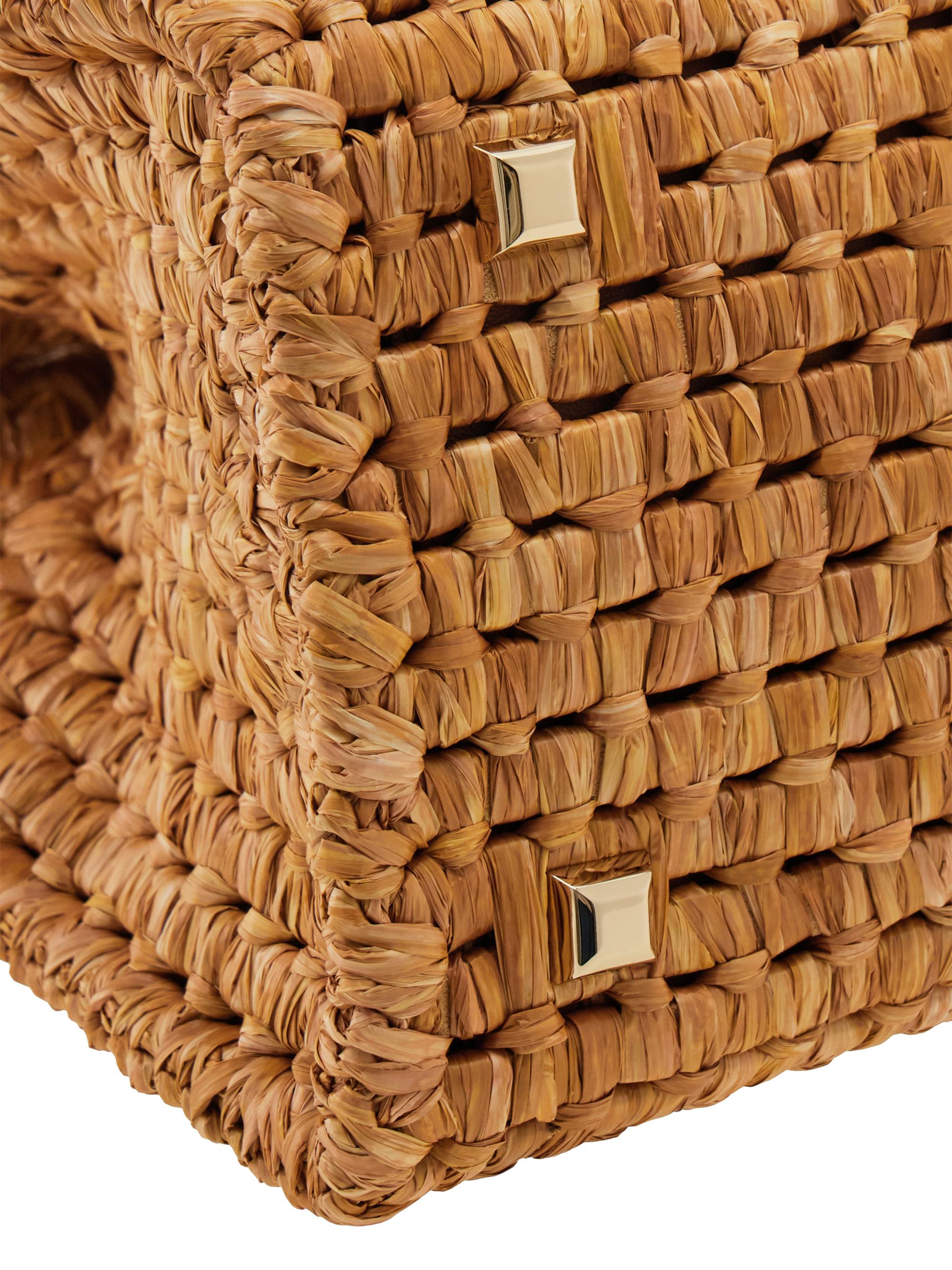 FERRAGAMO Women's Studio Box Open-Weave Raffia Top-Handle Bag - Naturale | Thumbnail 7