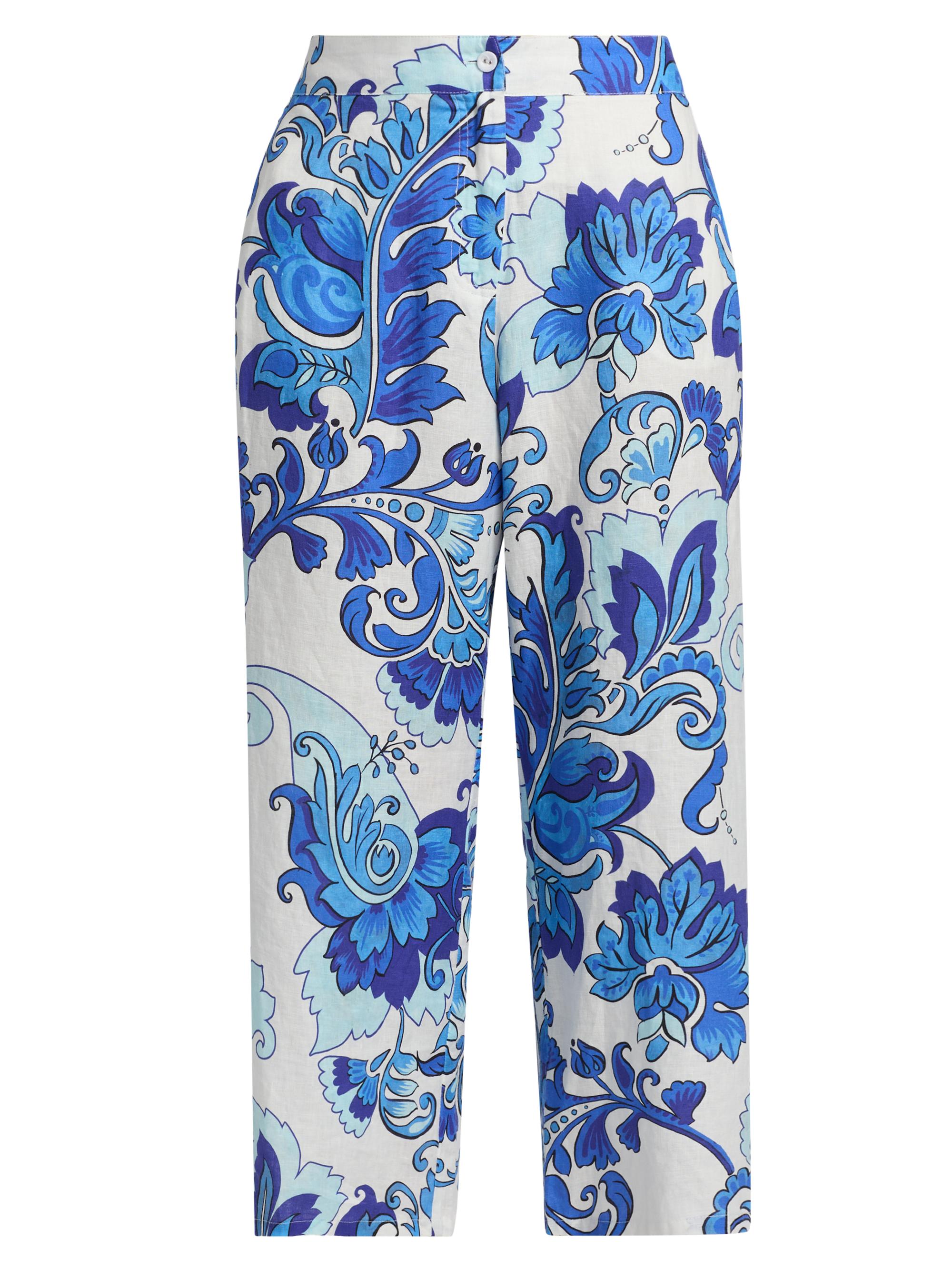 Johnny Was Women's Naidda Botanical Linen Crop Wide-Leg Pants - Naidda