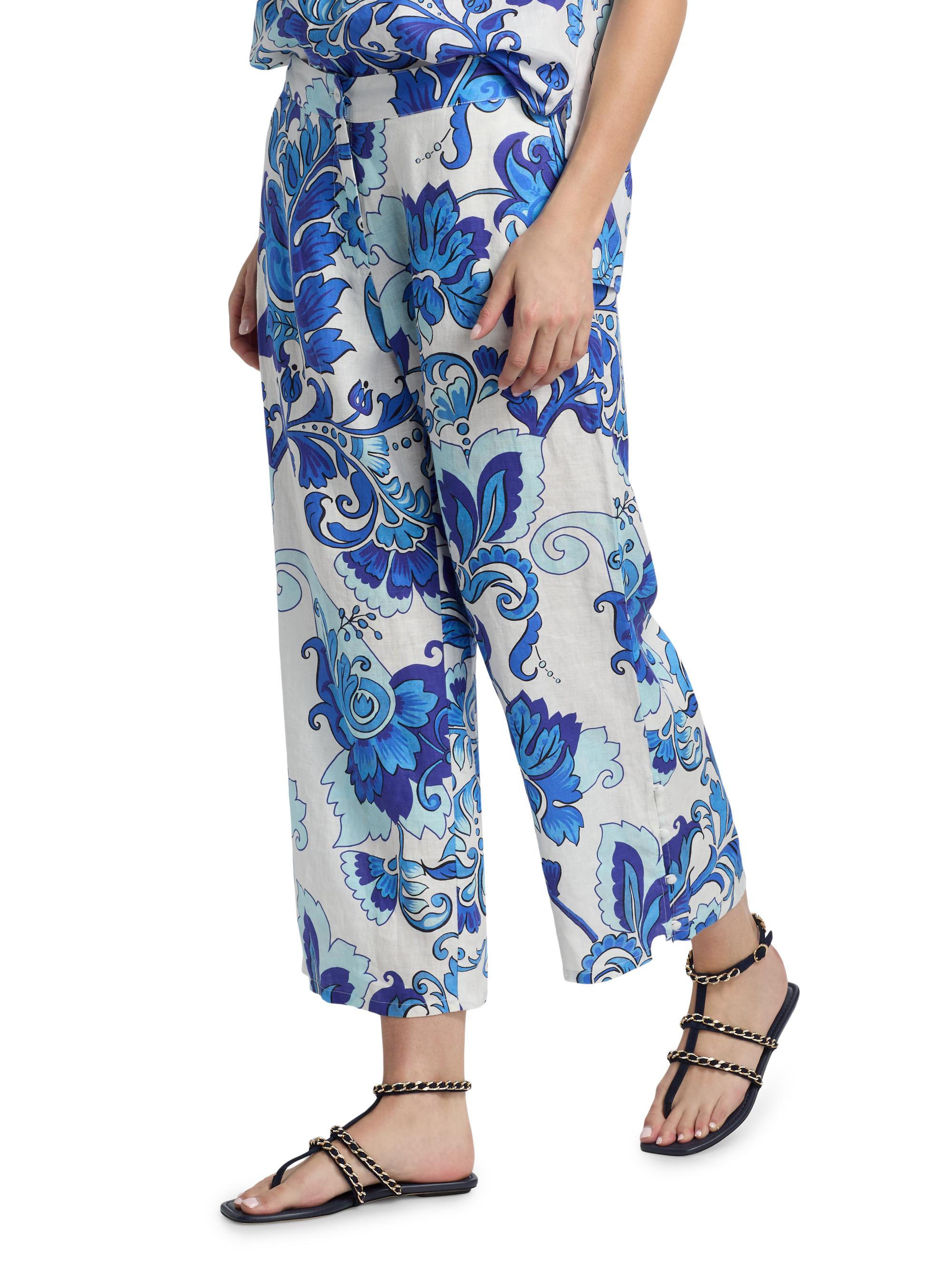 Johnny Was Women's Naidda Botanical Linen Crop Wide-Leg Pants - Naidda | Thumbnail 4