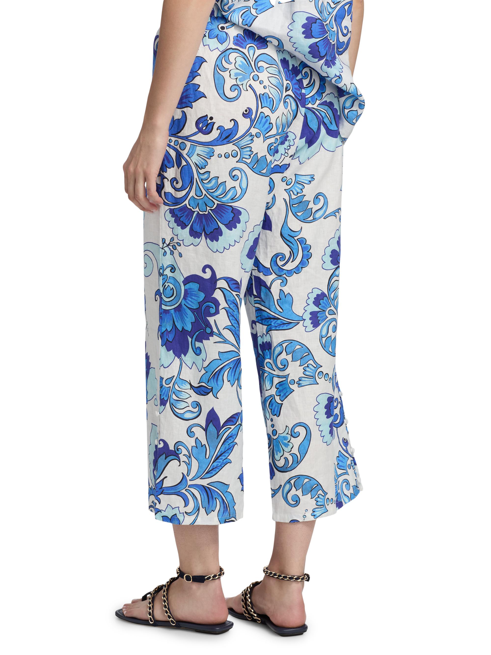 Johnny Was Women's Naidda Botanical Linen Crop Wide-Leg Pants - Naidda | Thumbnail 5