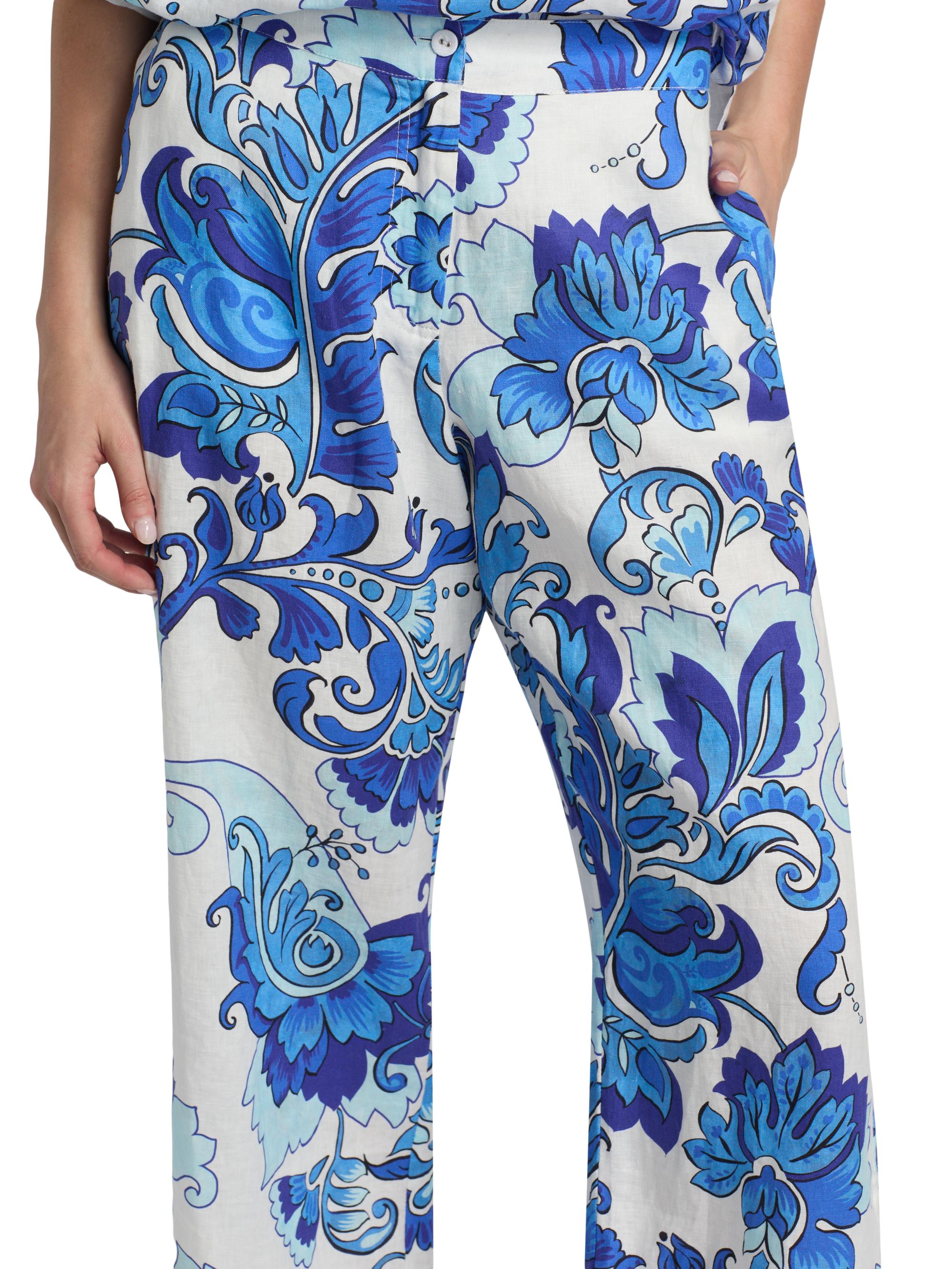 Johnny Was Women's Naidda Botanical Linen Crop Wide-Leg Pants - Naidda | Thumbnail 6
