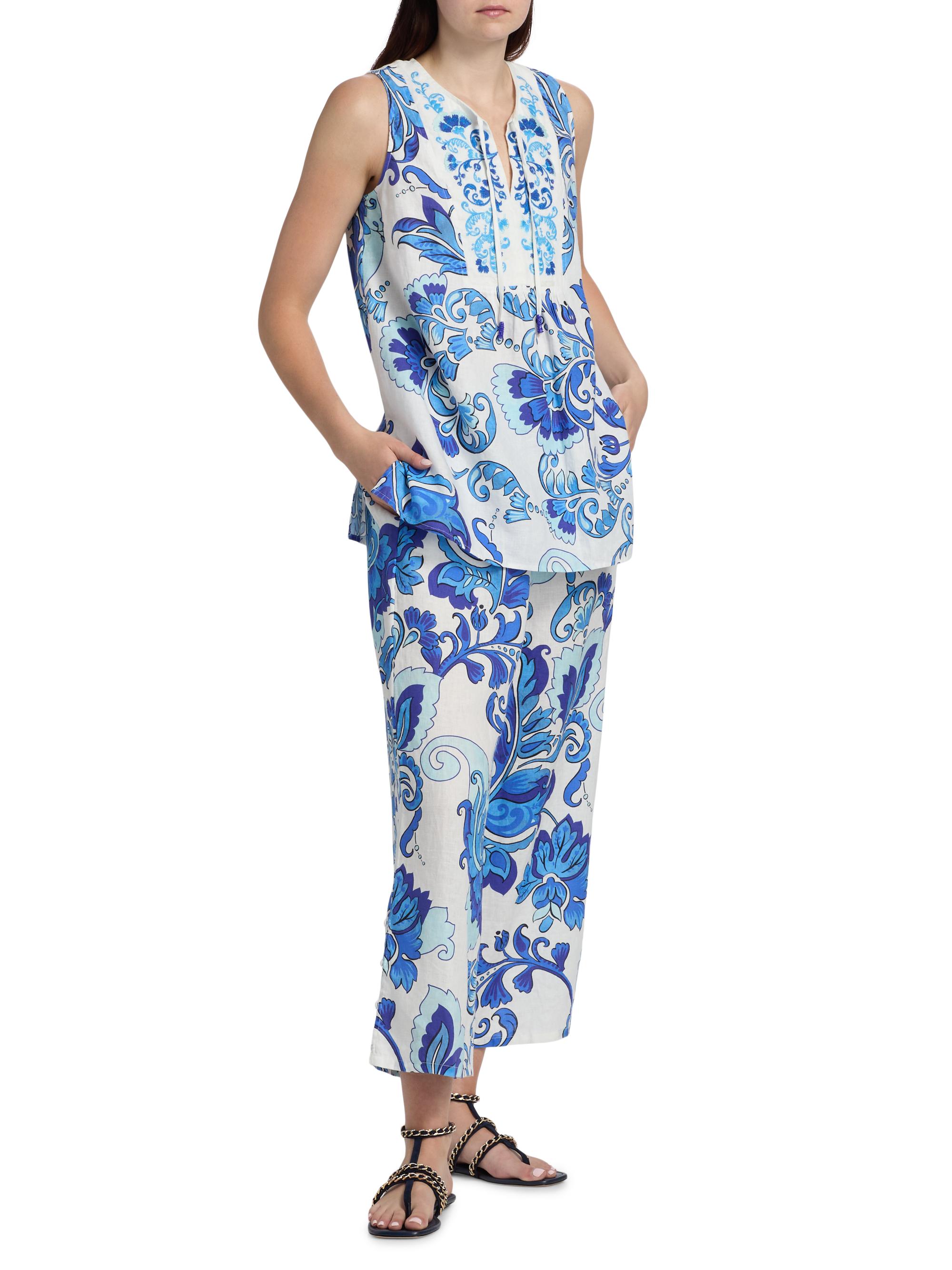 Johnny Was Women's Naidda Botanical Linen Crop Wide-Leg Pants - Naidda | Thumbnail 2