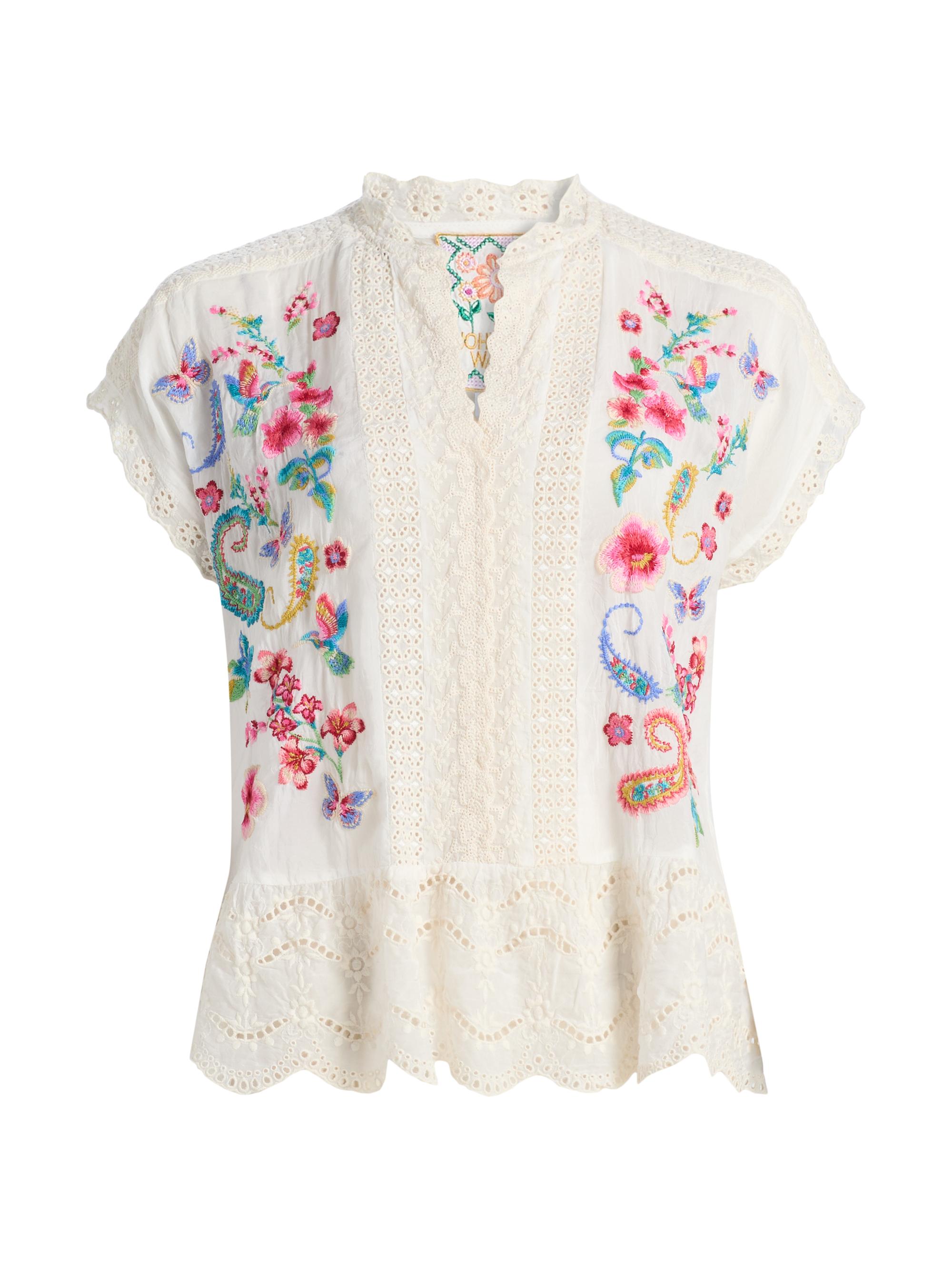 Johnny Was Astrud Romana Embroidered Floral Blouse | Saks Fifth Avenue