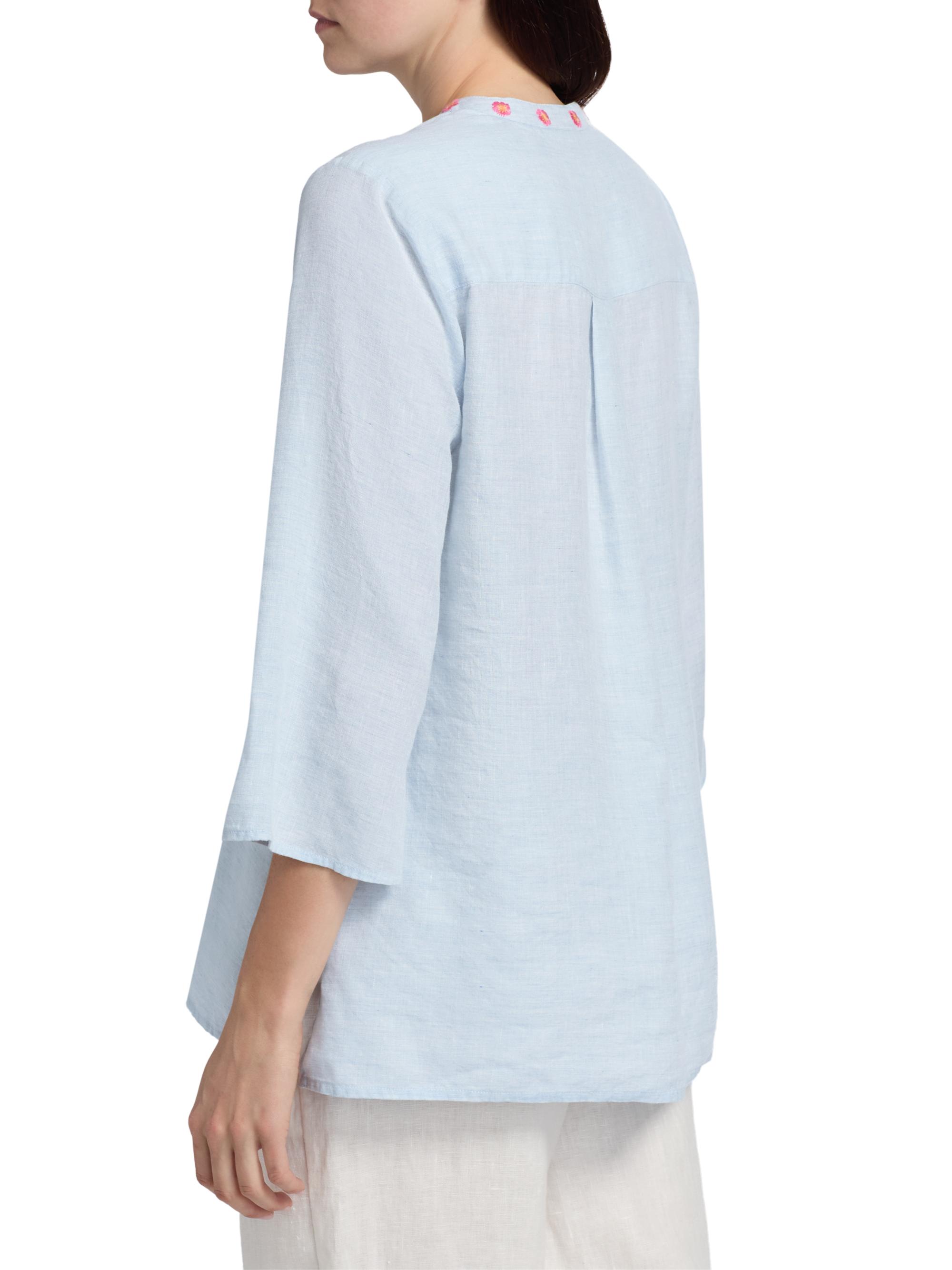 Johnny Was Women's Lirielle Embroidered Tie-Front Blouse - Blue Slub Linen | Thumbnail 5
