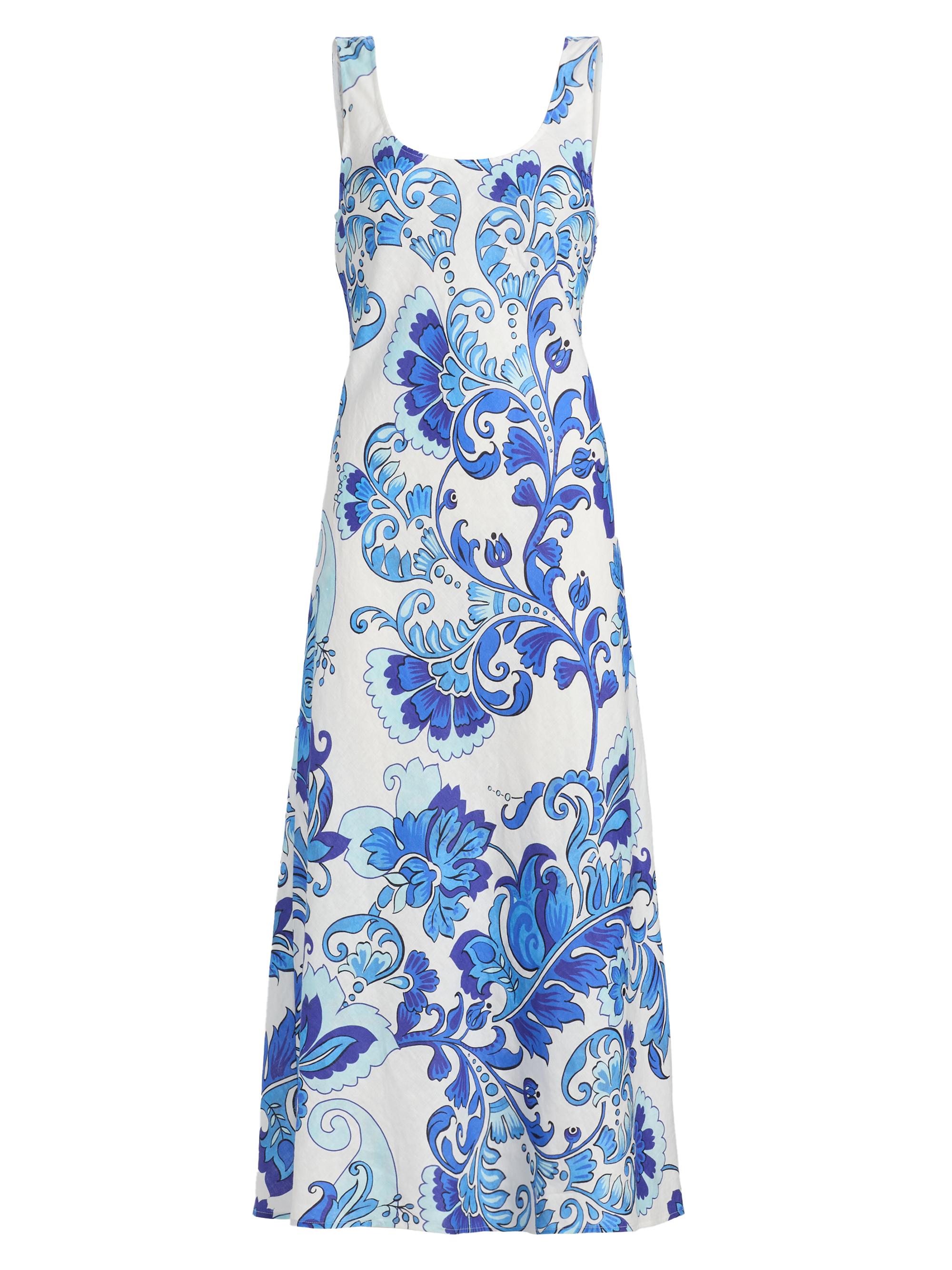Johnny Was Women's Naidda Botanical Linen Bias-Cut Midi-Dress - Naidda