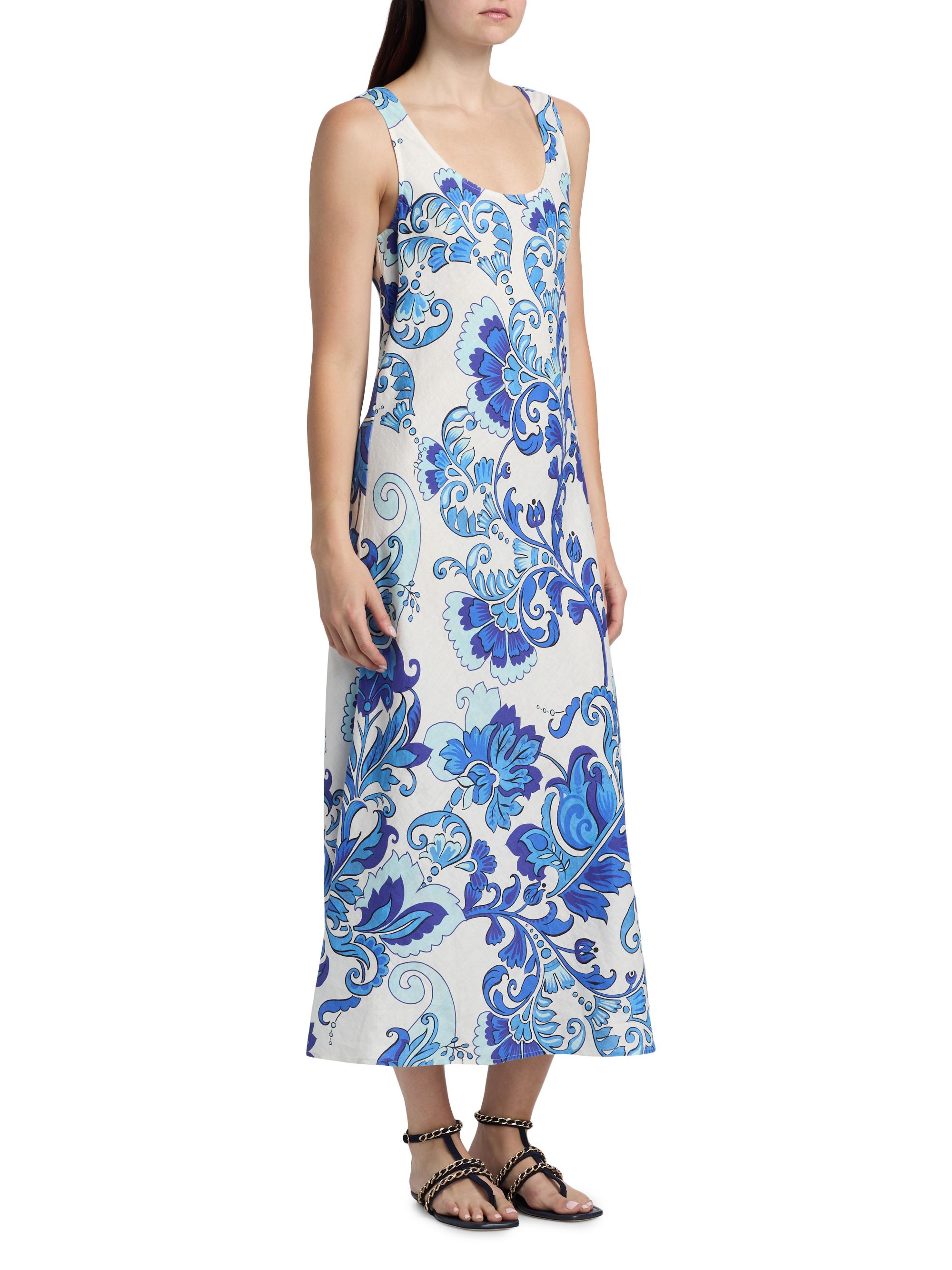 Johnny Was Women's Naidda Botanical Linen Bias-Cut Midi-Dress - Naidda | Thumbnail 4