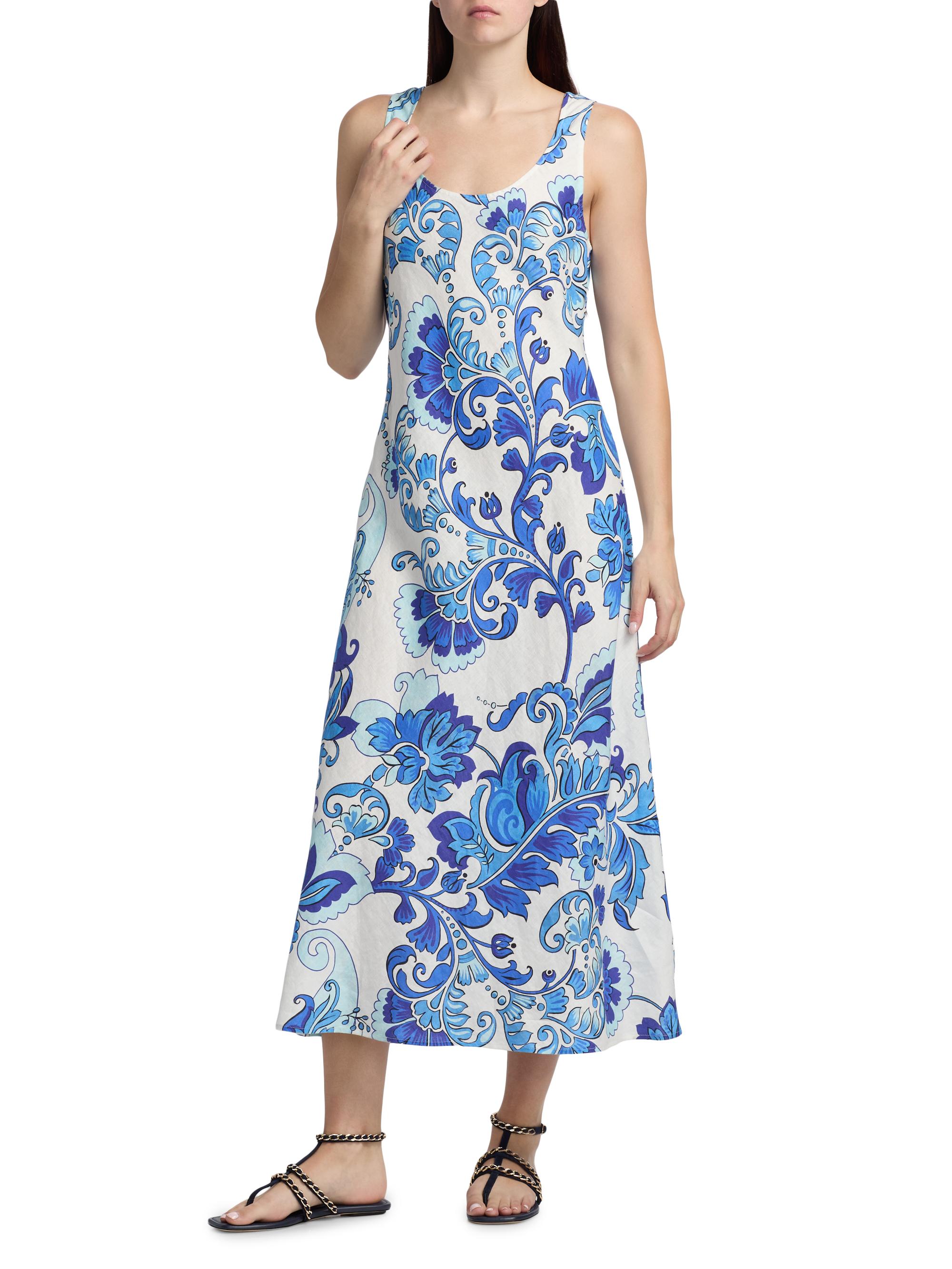 Johnny Was Women's Naidda Botanical Linen Bias-Cut Midi-Dress - Naidda | Thumbnail 2
