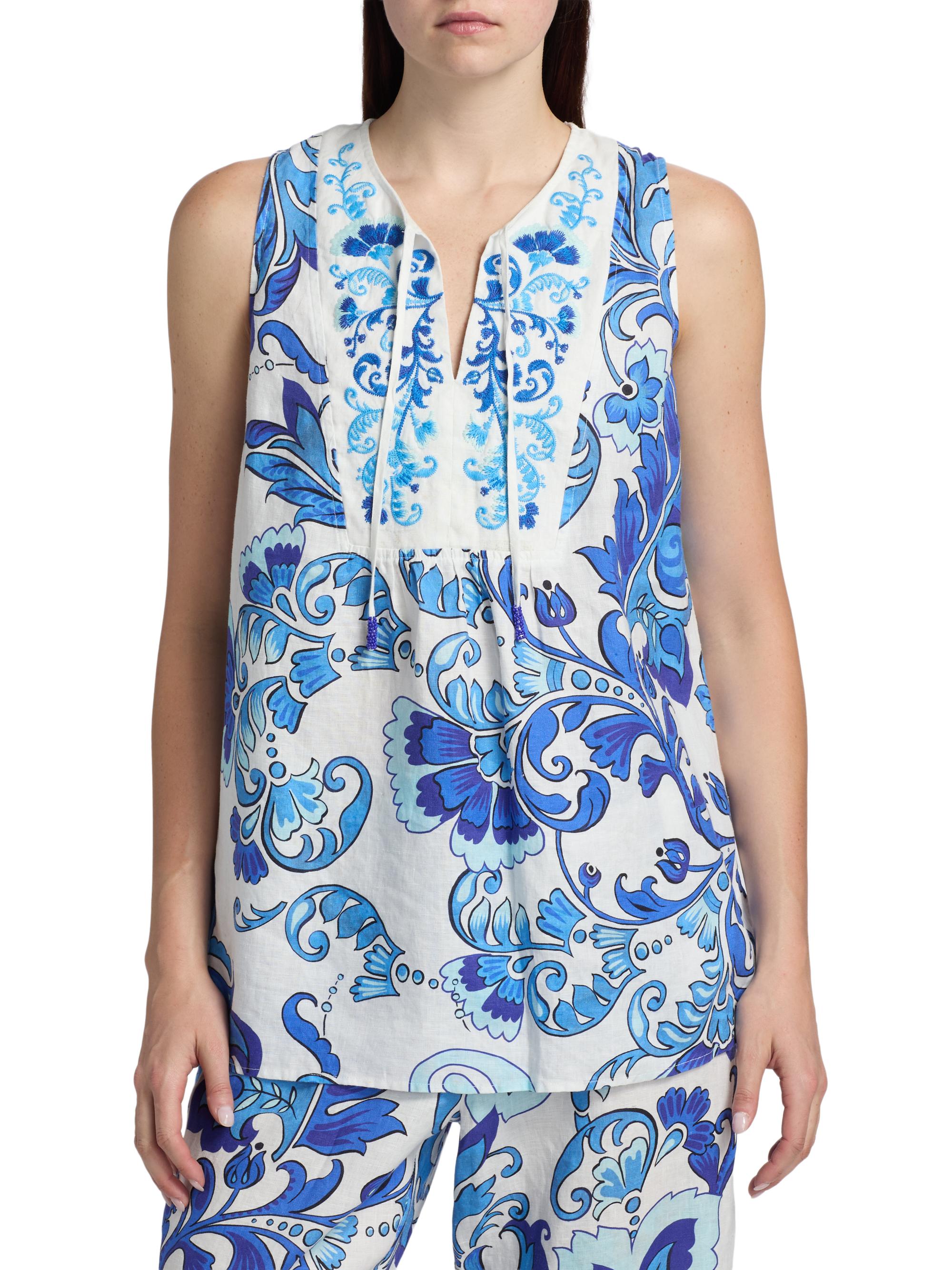 Johnny Was Women's Linen Printed Tank Tunic - Naidda | Thumbnail 3
