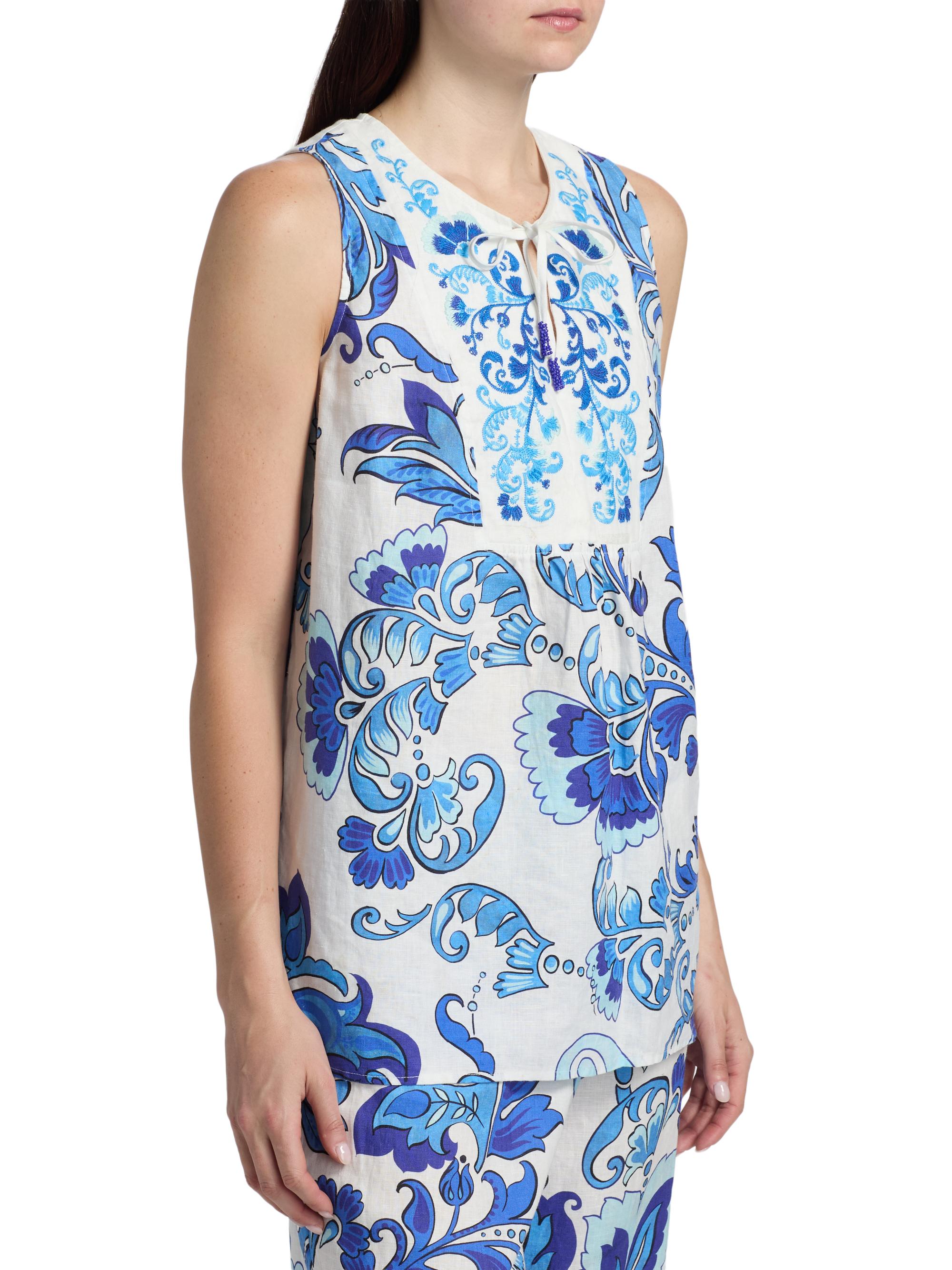 Johnny Was Women's Linen Printed Tank Tunic - Naidda | Thumbnail 4
