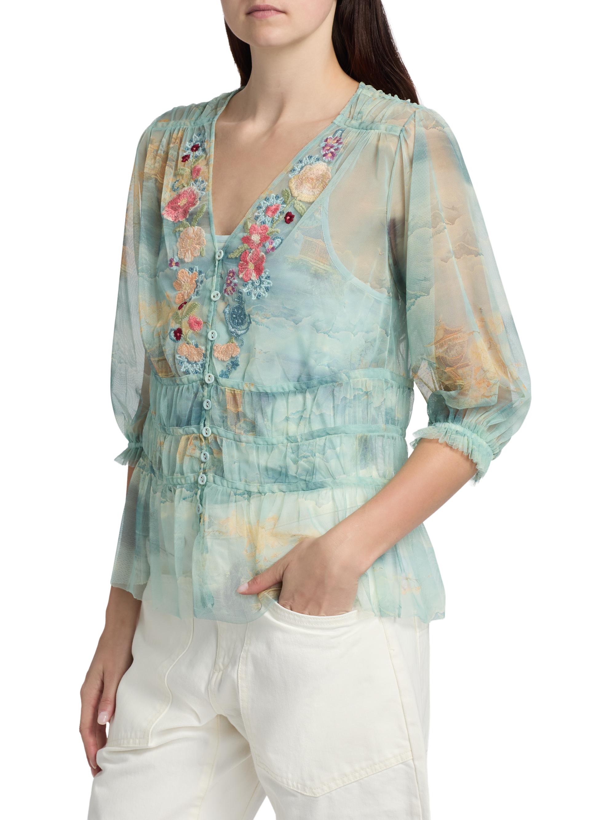 Johnny Was Women's Mazzy Enrika Ruched Blouse - Enrika | Thumbnail 4