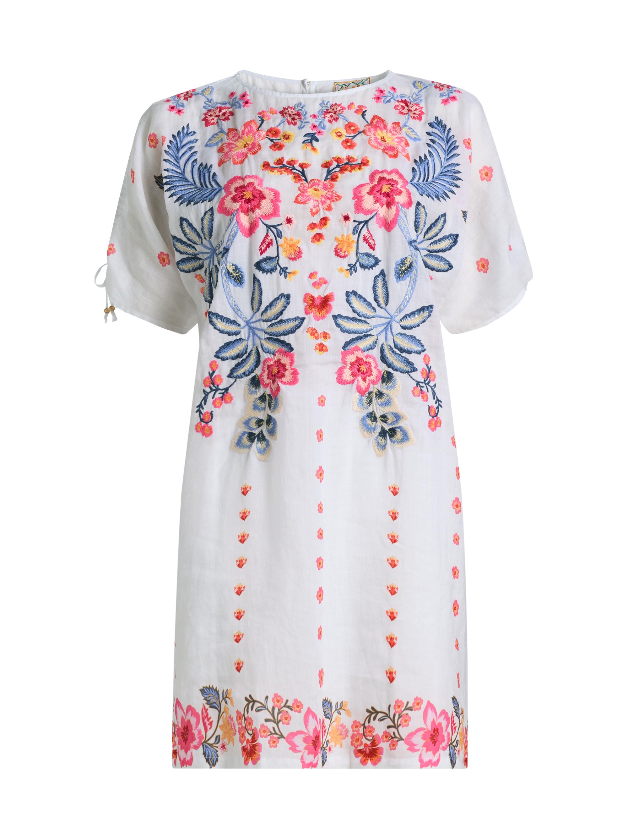 Johnny Was Women's Floral-Embroidered Shift Minidress - White