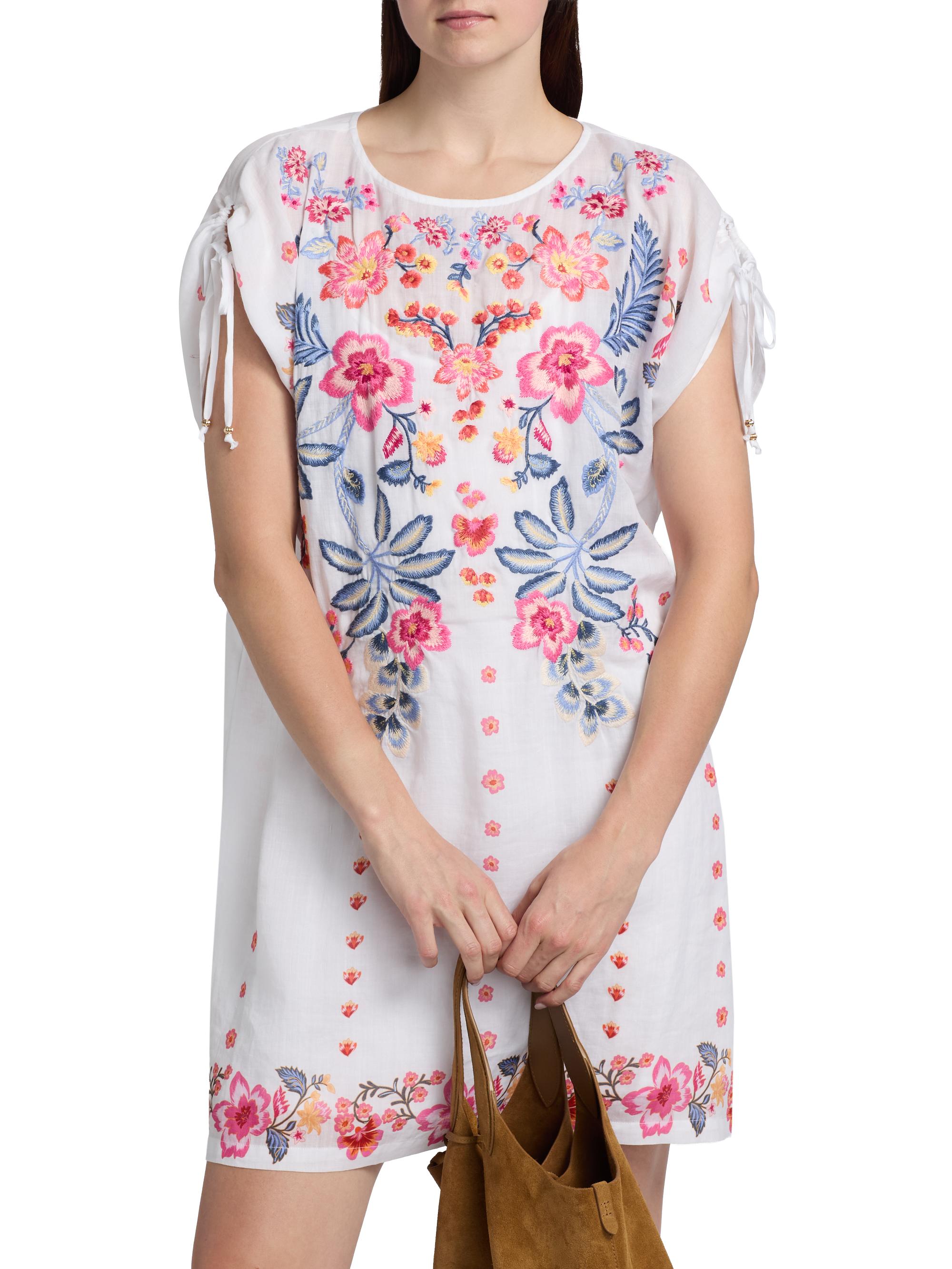 Johnny Was Women's Floral-Embroidered Shift Minidress - White | Thumbnail 3