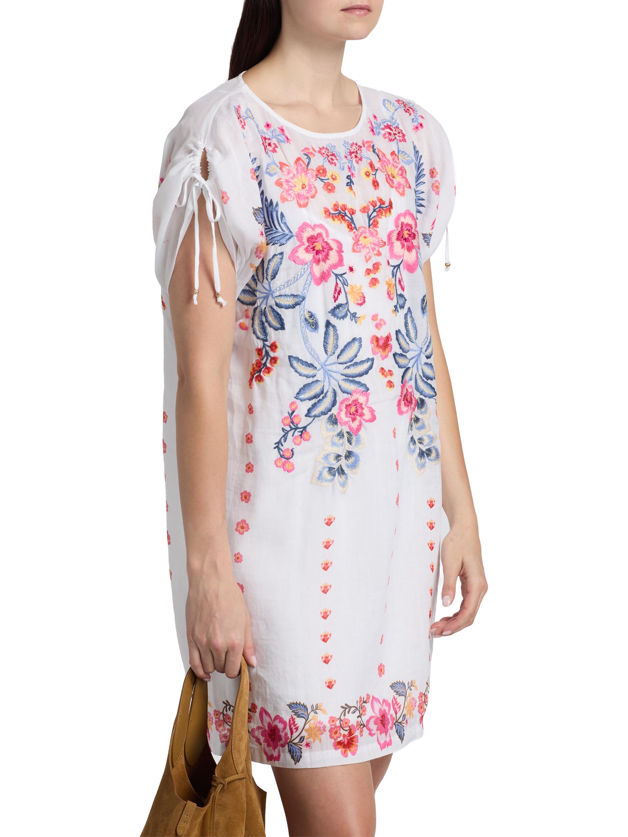 Johnny Was Women's Floral-Embroidered Shift Minidress - White | Thumbnail 4