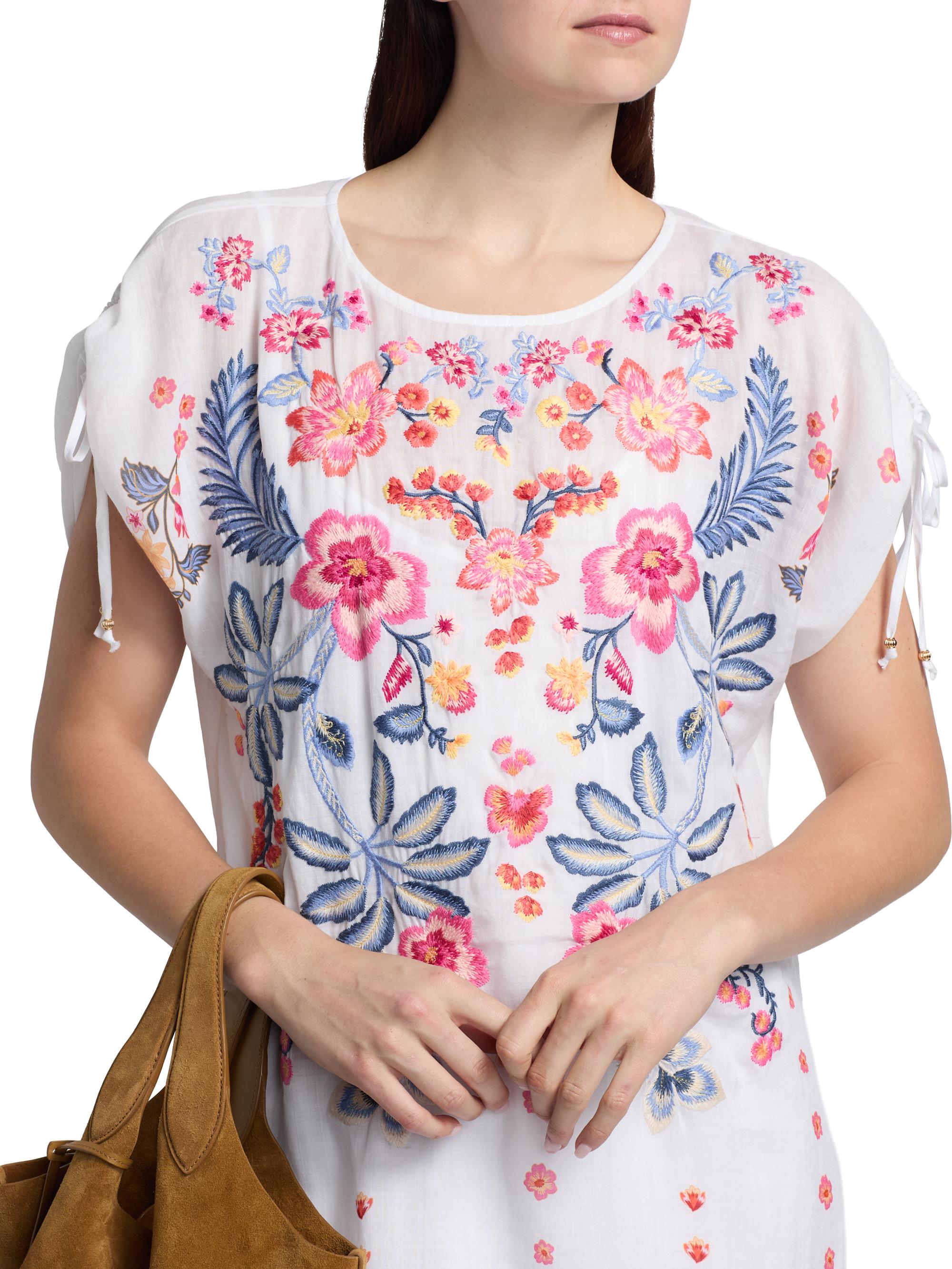 Johnny Was Women's Floral-Embroidered Shift Minidress - White | Thumbnail 6