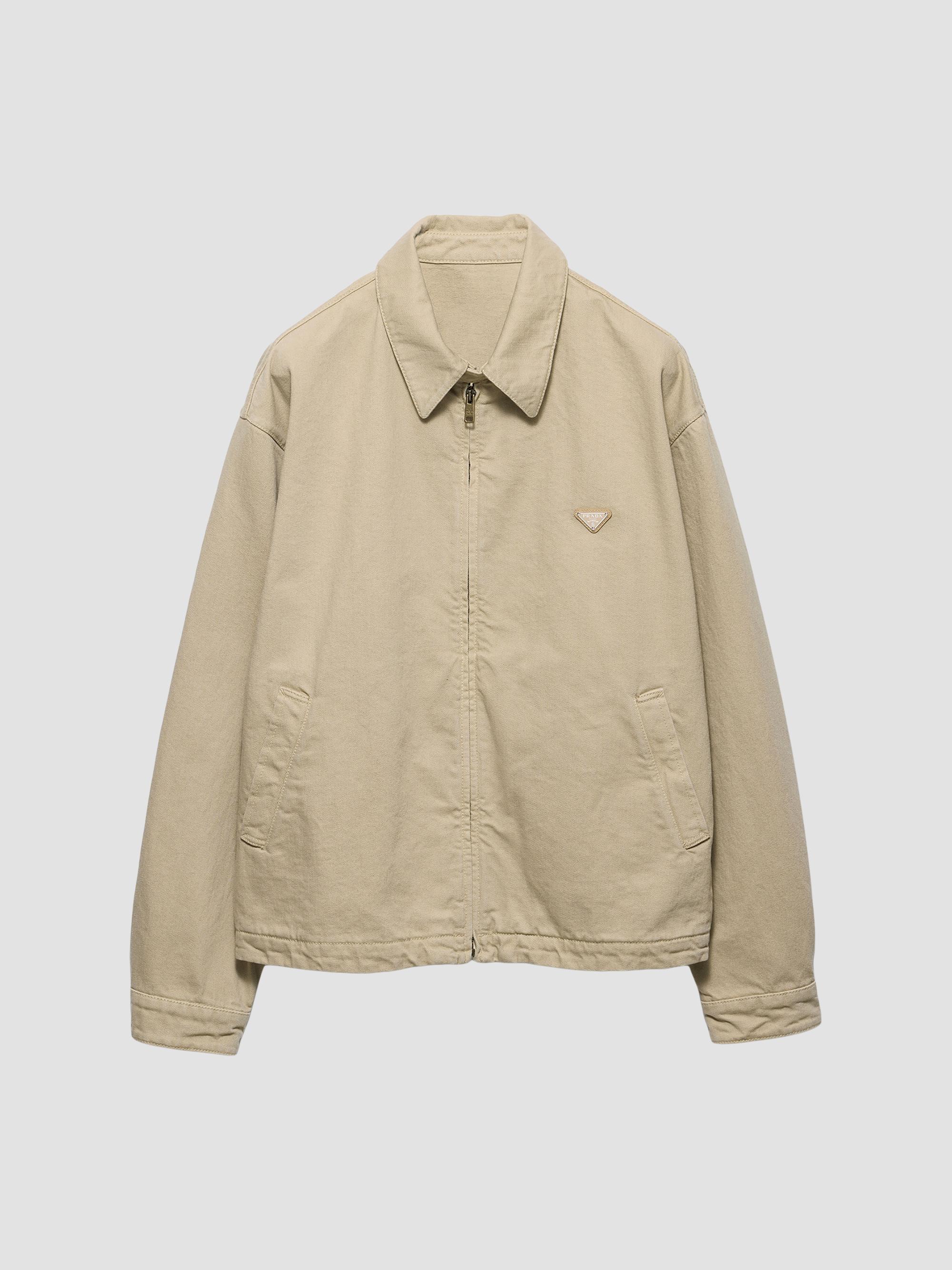 Prada Men's Old Denim Blouson Jacket - Beige Khaki