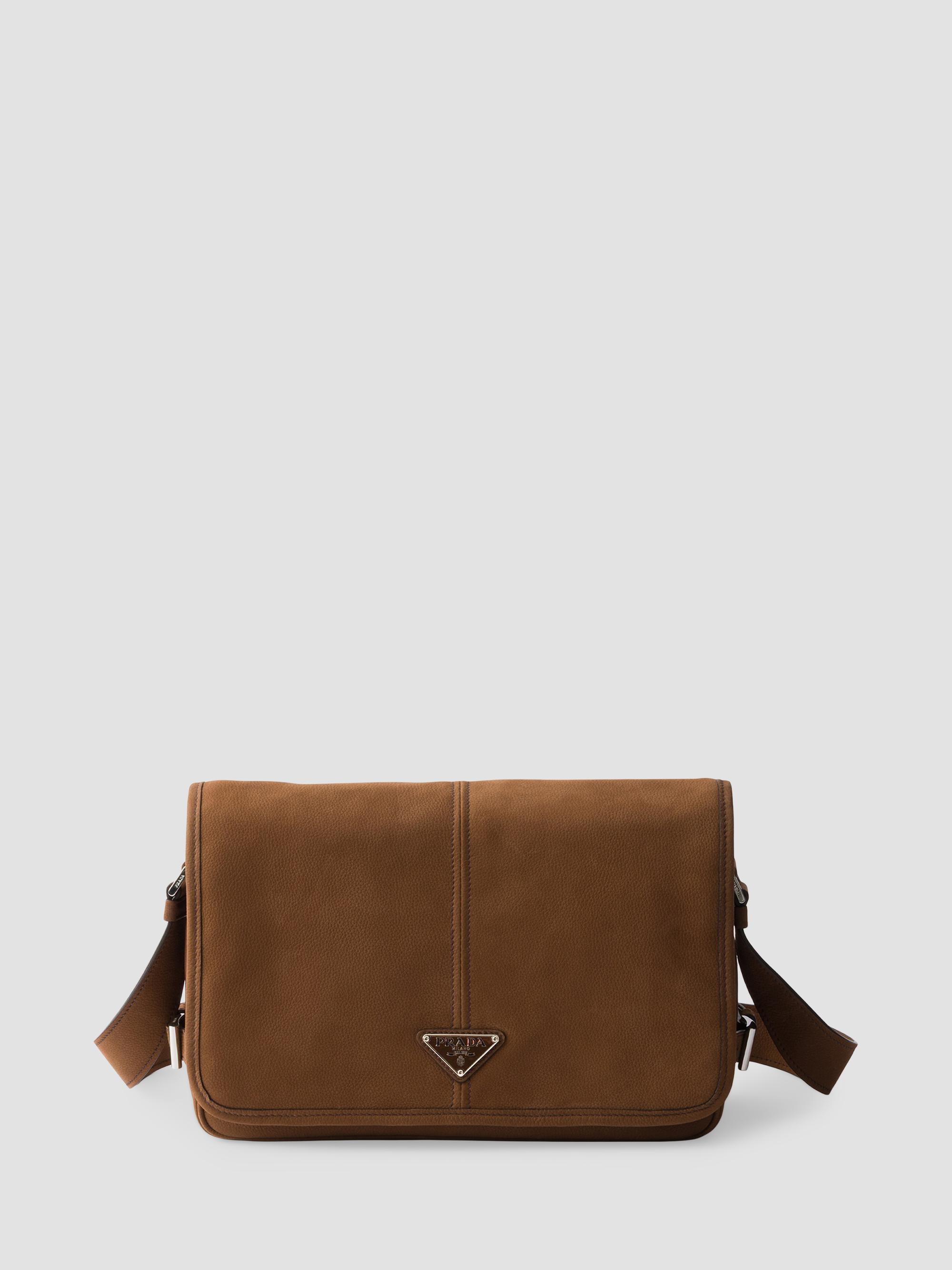 Prada Men's Nubuck Leather Shoulder Bag - Brown | Thumbnail 7