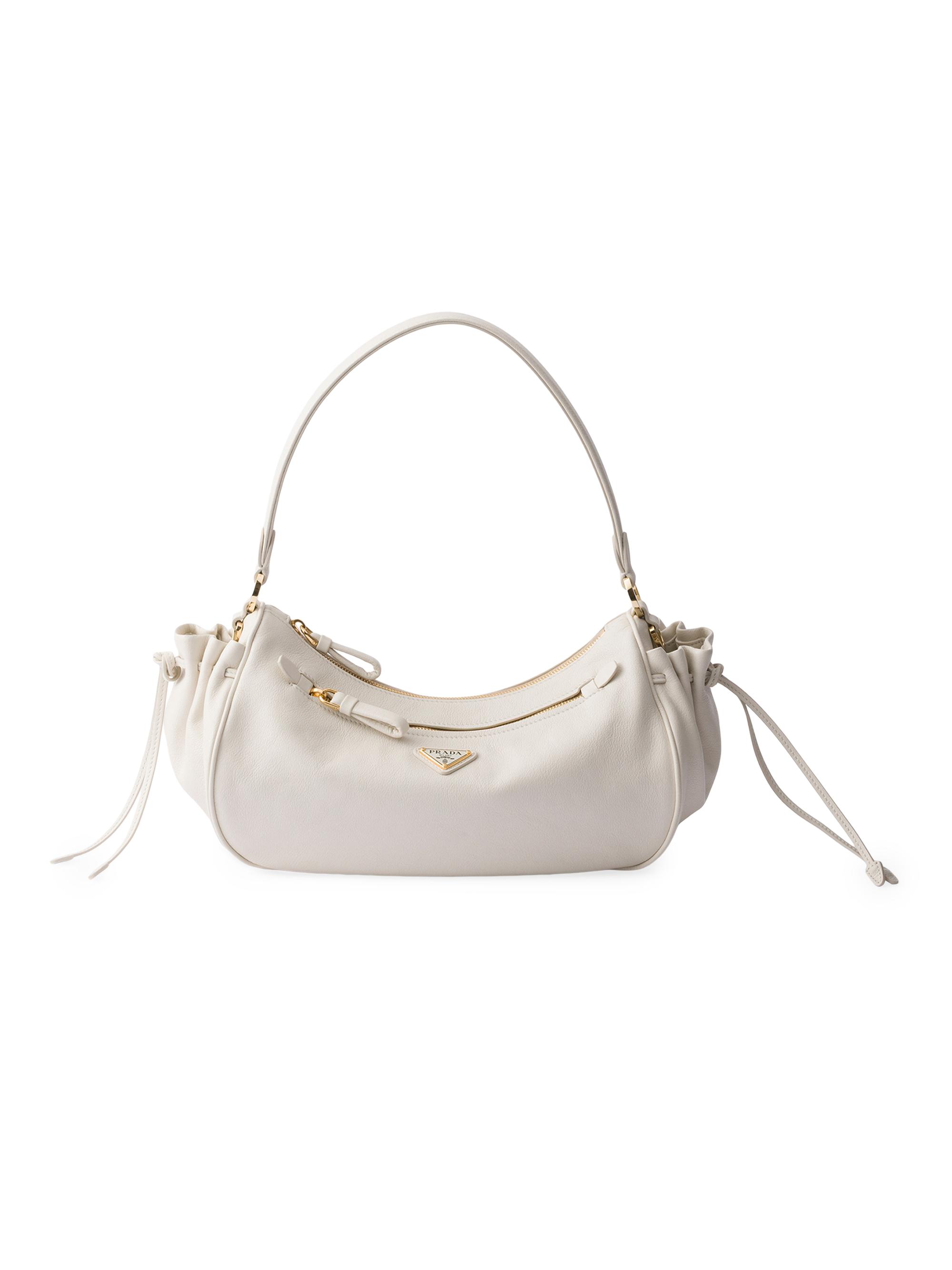 Women's Leather Top Handle Bag - White