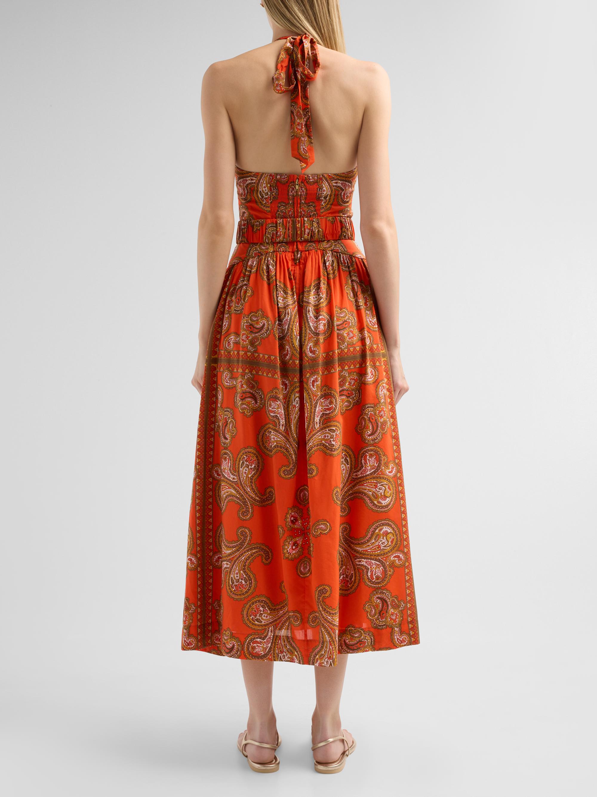 Cara Cara Women's Dena Paisley Halterneck Midi Dress - Sierra Paisley Orange | Thumbnail 3