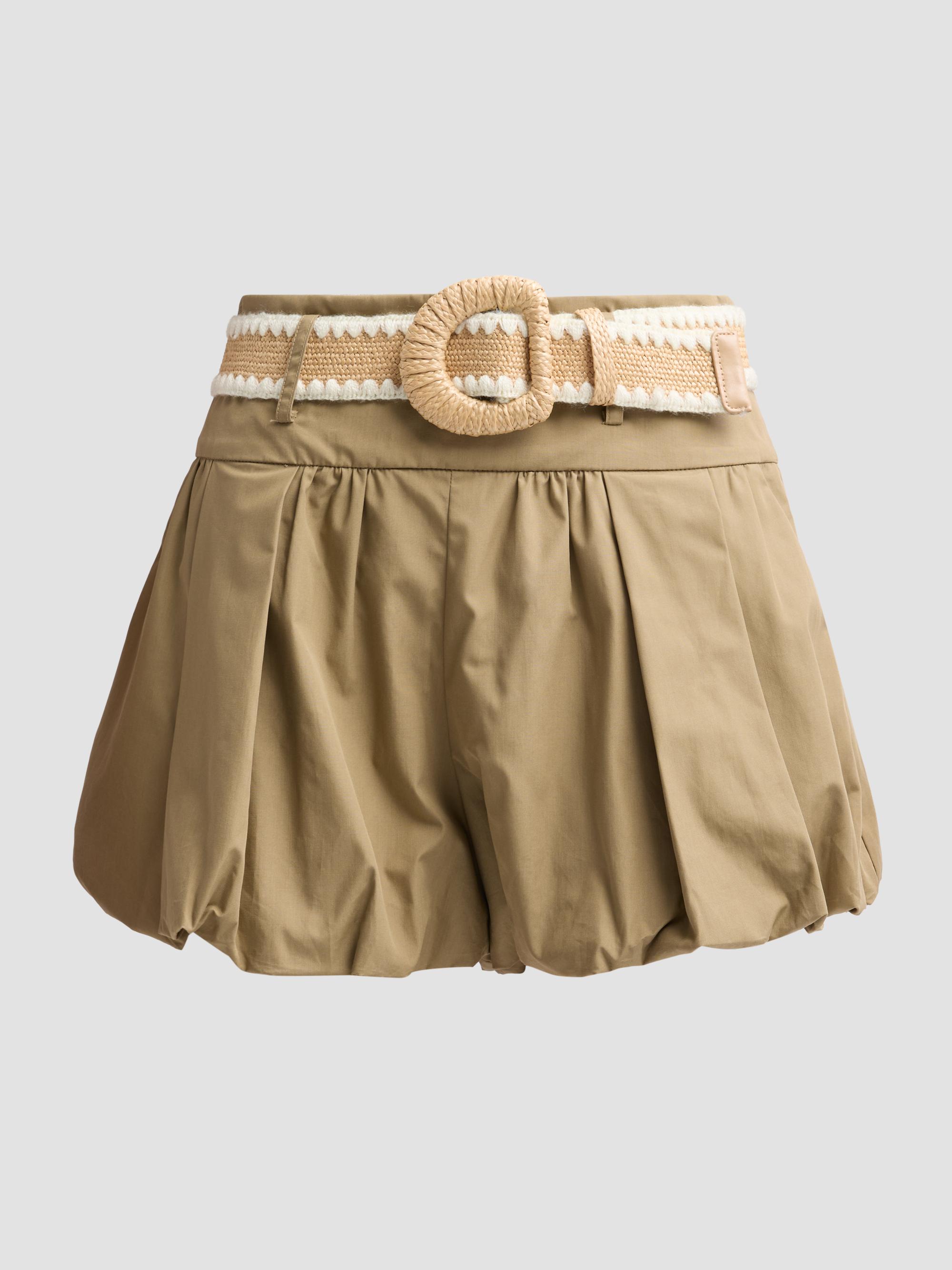 Cara Cara Women's Ray Belted Bubble Shorts - Khaki