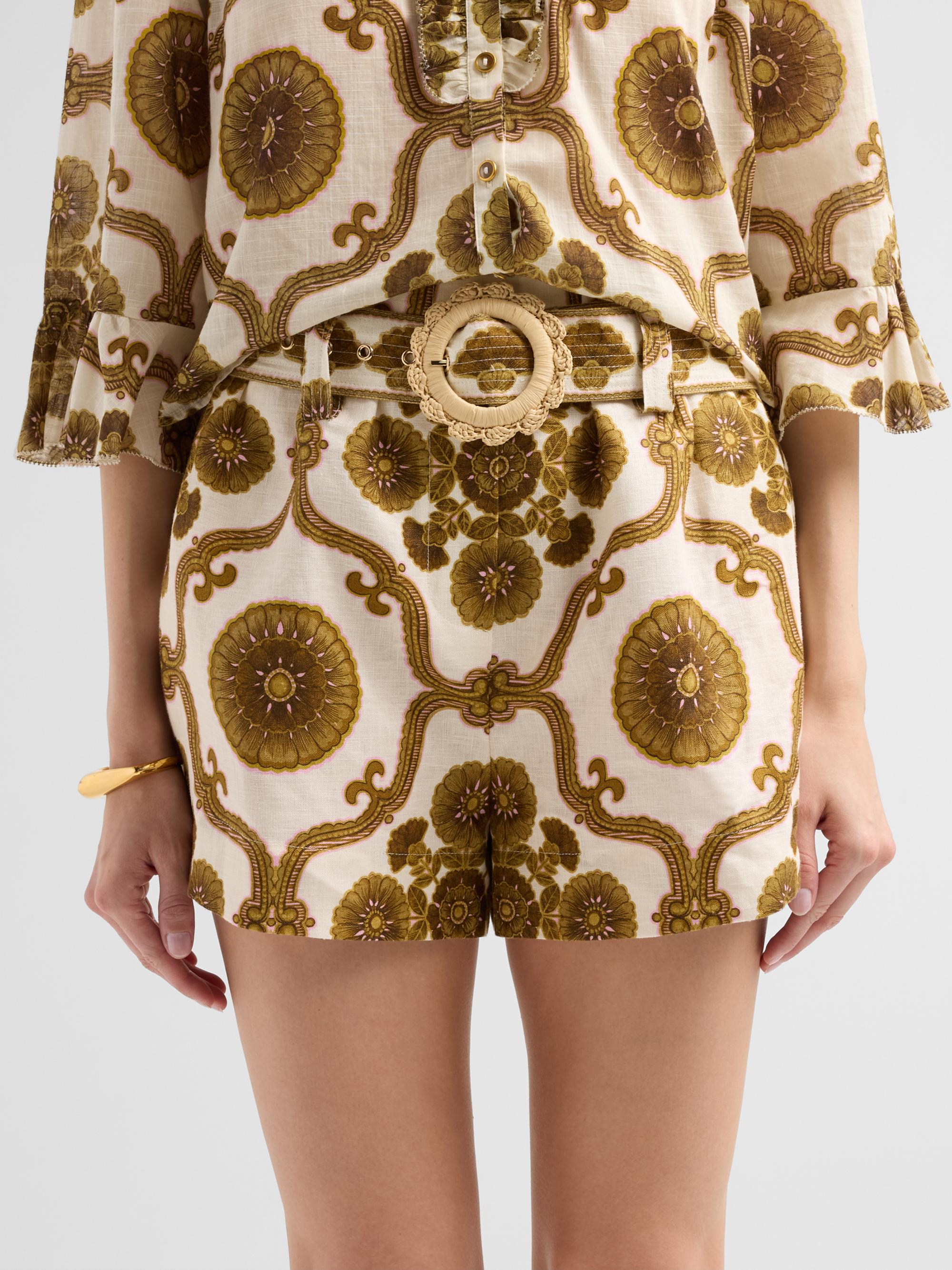 Cara Cara Women's Bosco Printed High-Rise Shorts - Mod Floral Olive | Thumbnail 5