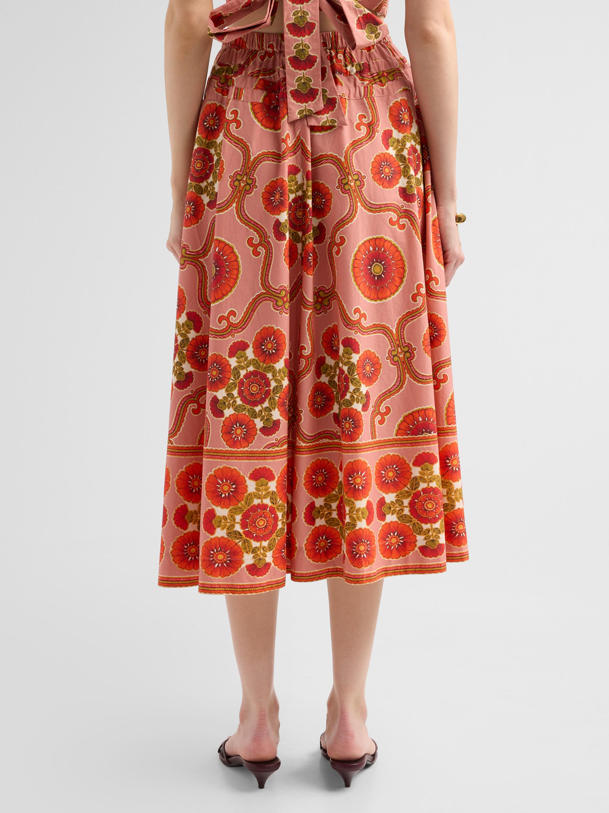 Cara Cara Women's Meret Printed Poplin Midi Skirt - Mod Floral Brick | Thumbnail 3