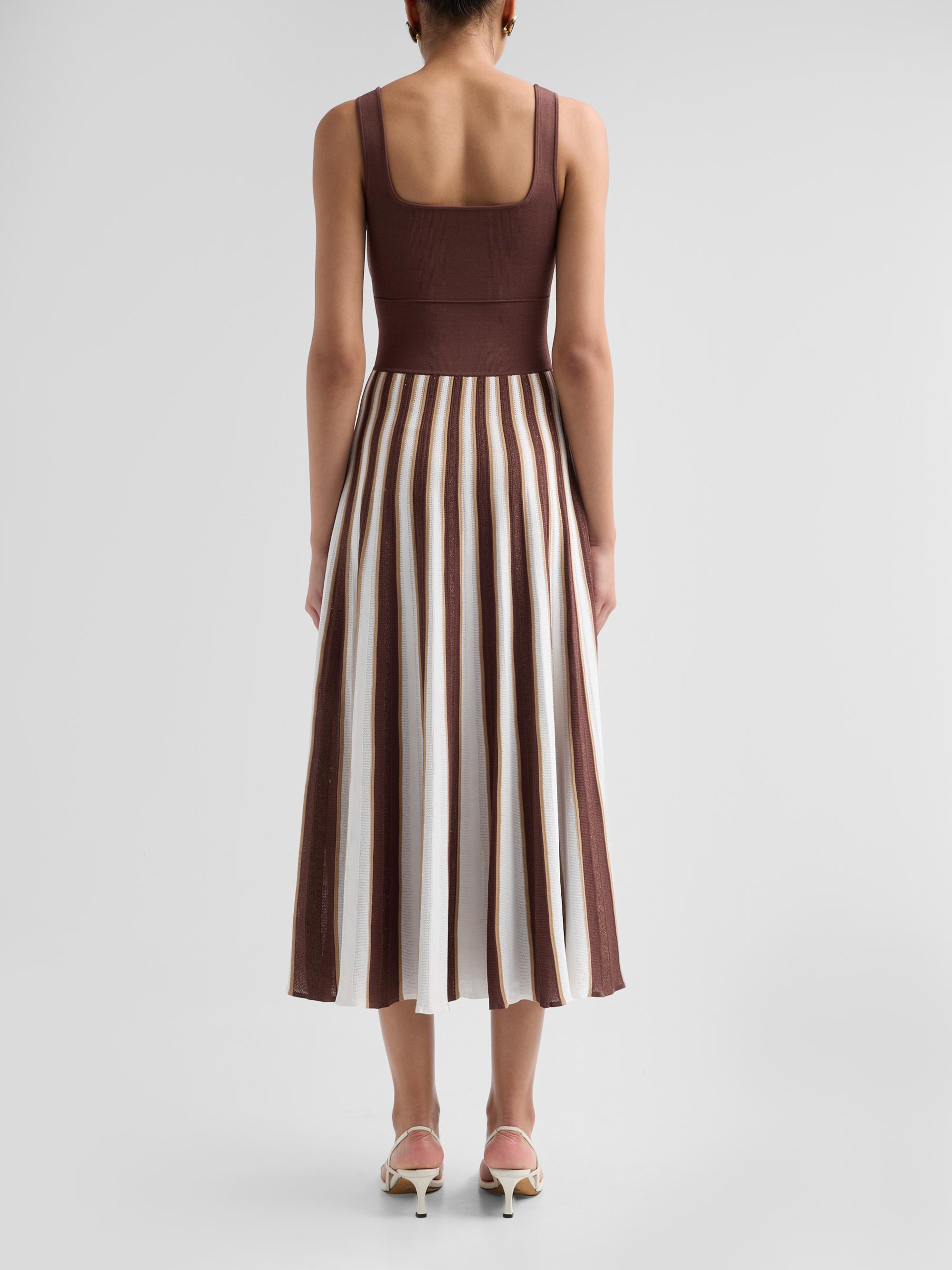 Cara Cara Women's Waverly Striped Skirt Midi Dress - Brown  Stripe | Thumbnail 3