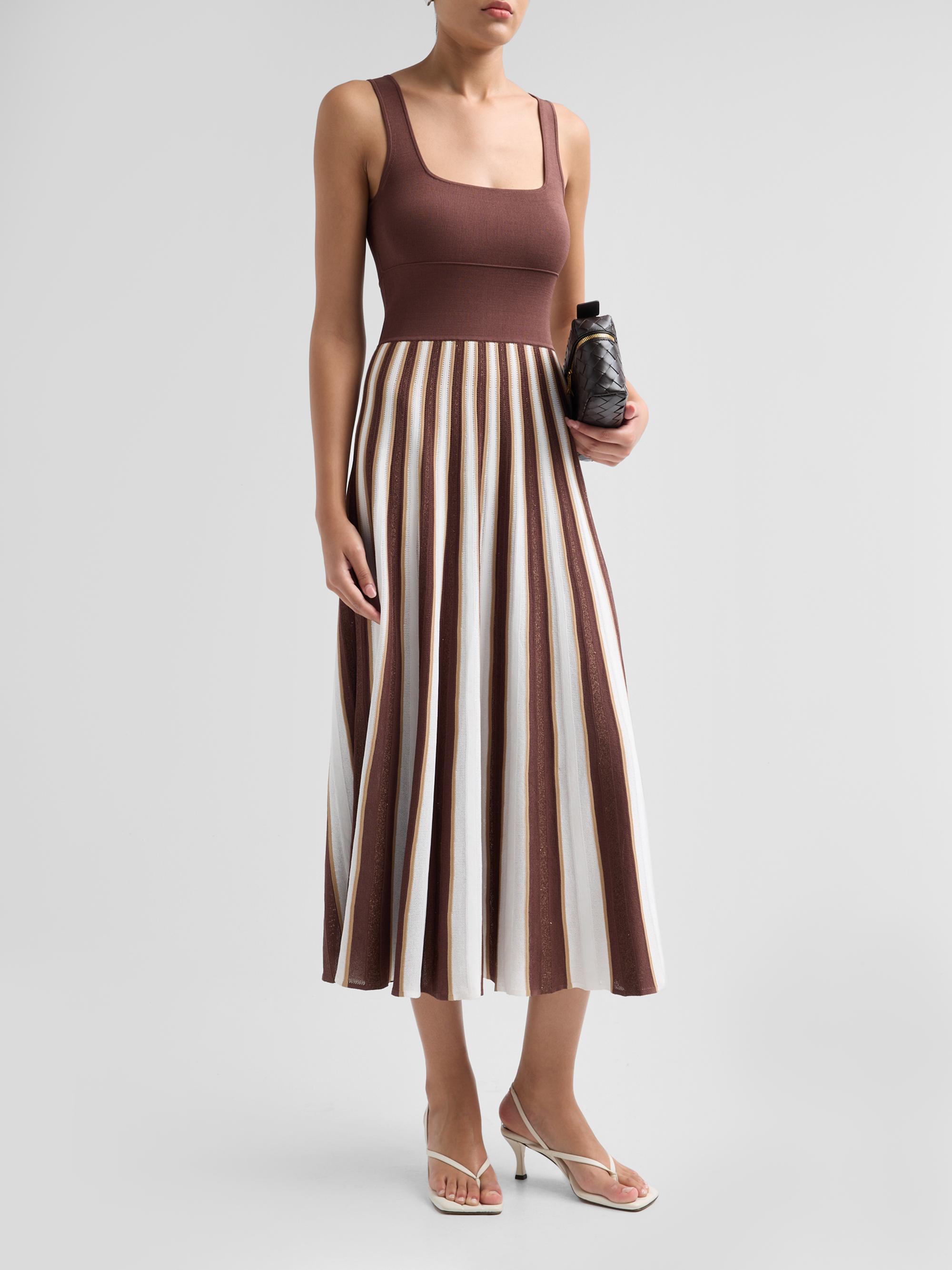 Cara Cara Women's Waverly Striped Skirt Midi Dress - Brown  Stripe | Thumbnail 4