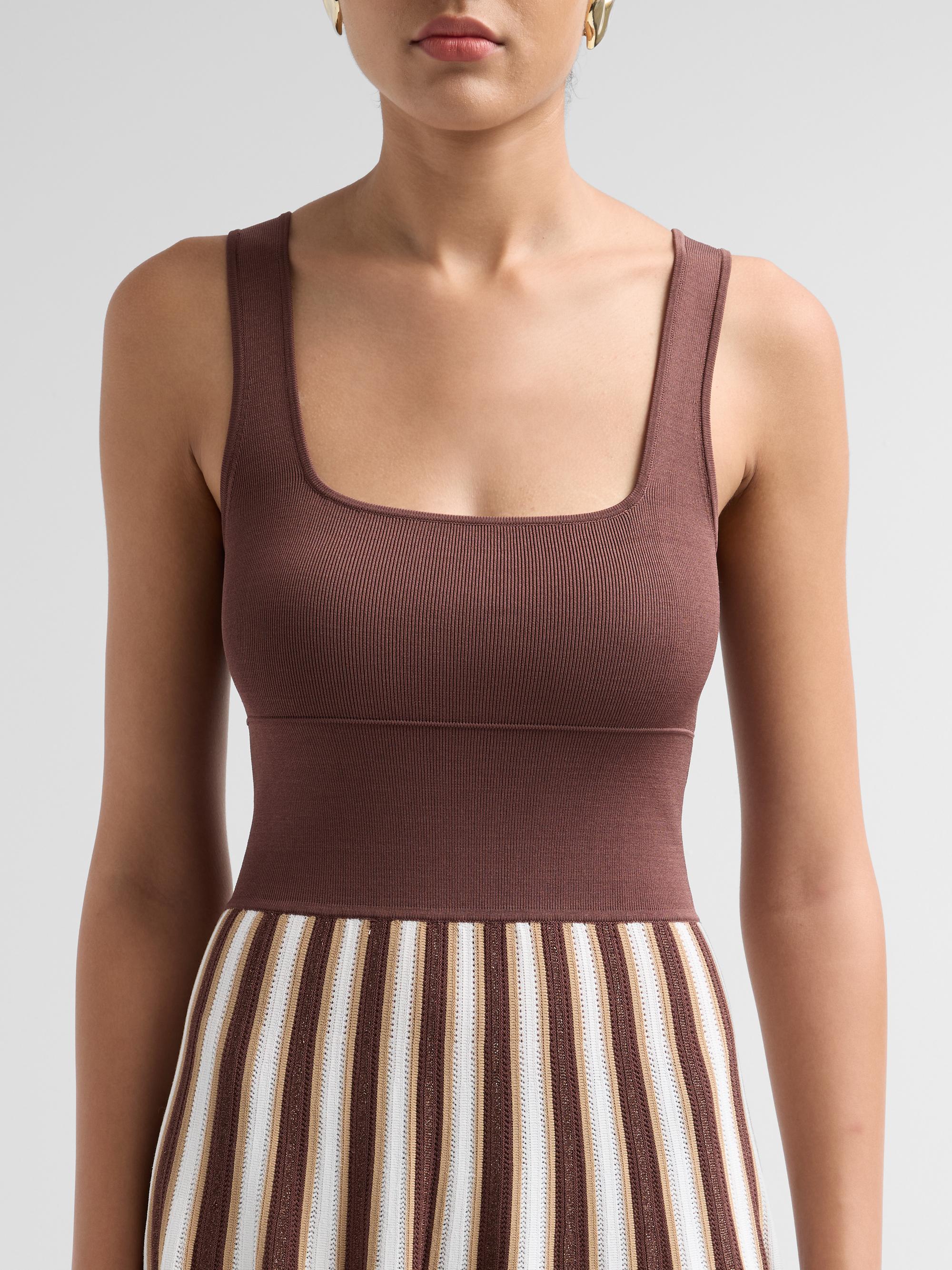Cara Cara Women's Waverly Striped Skirt Midi Dress - Brown  Stripe | Thumbnail 5