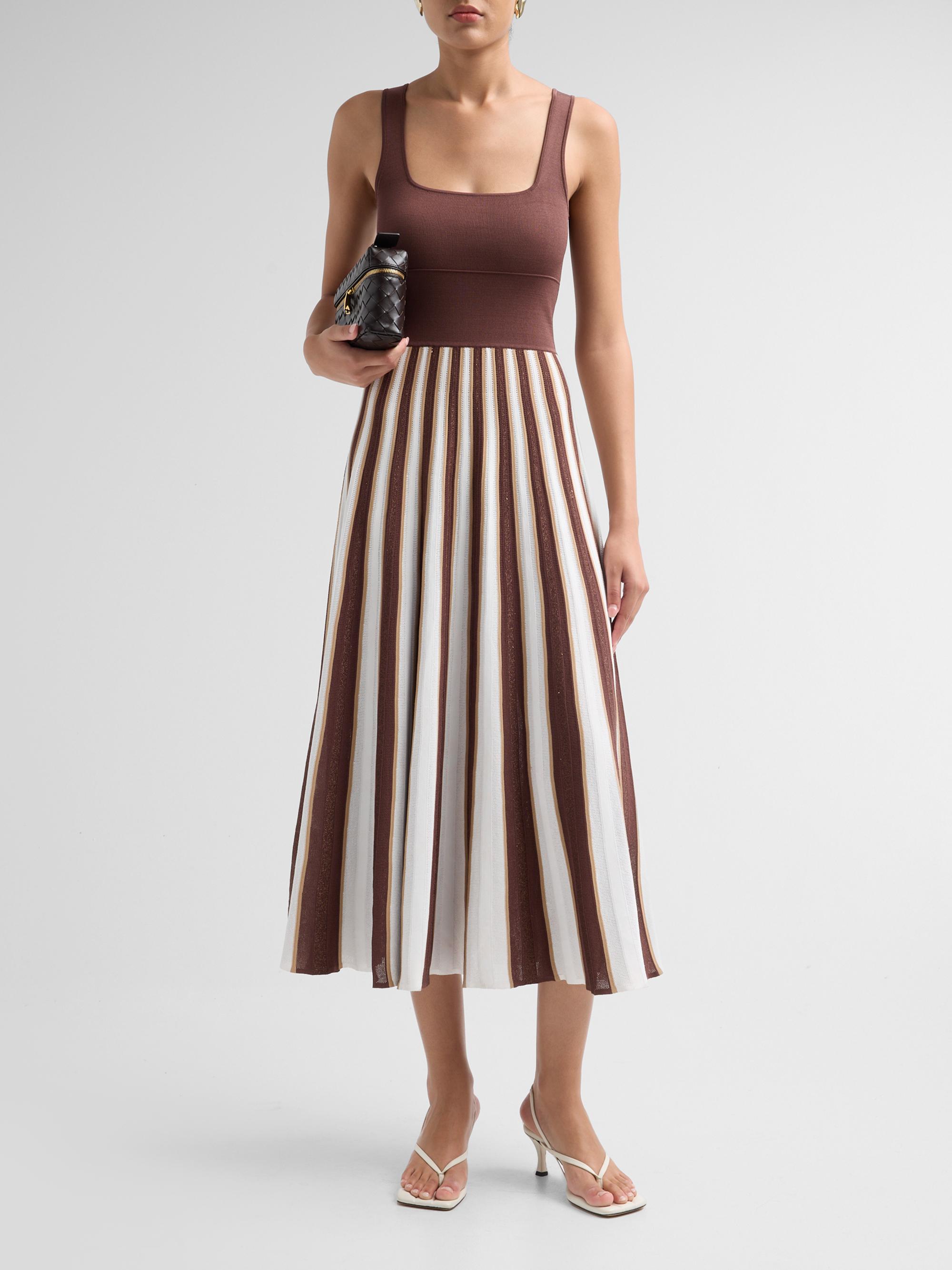 Cara Cara Women's Waverly Striped Skirt Midi Dress - Brown  Stripe | Thumbnail 2