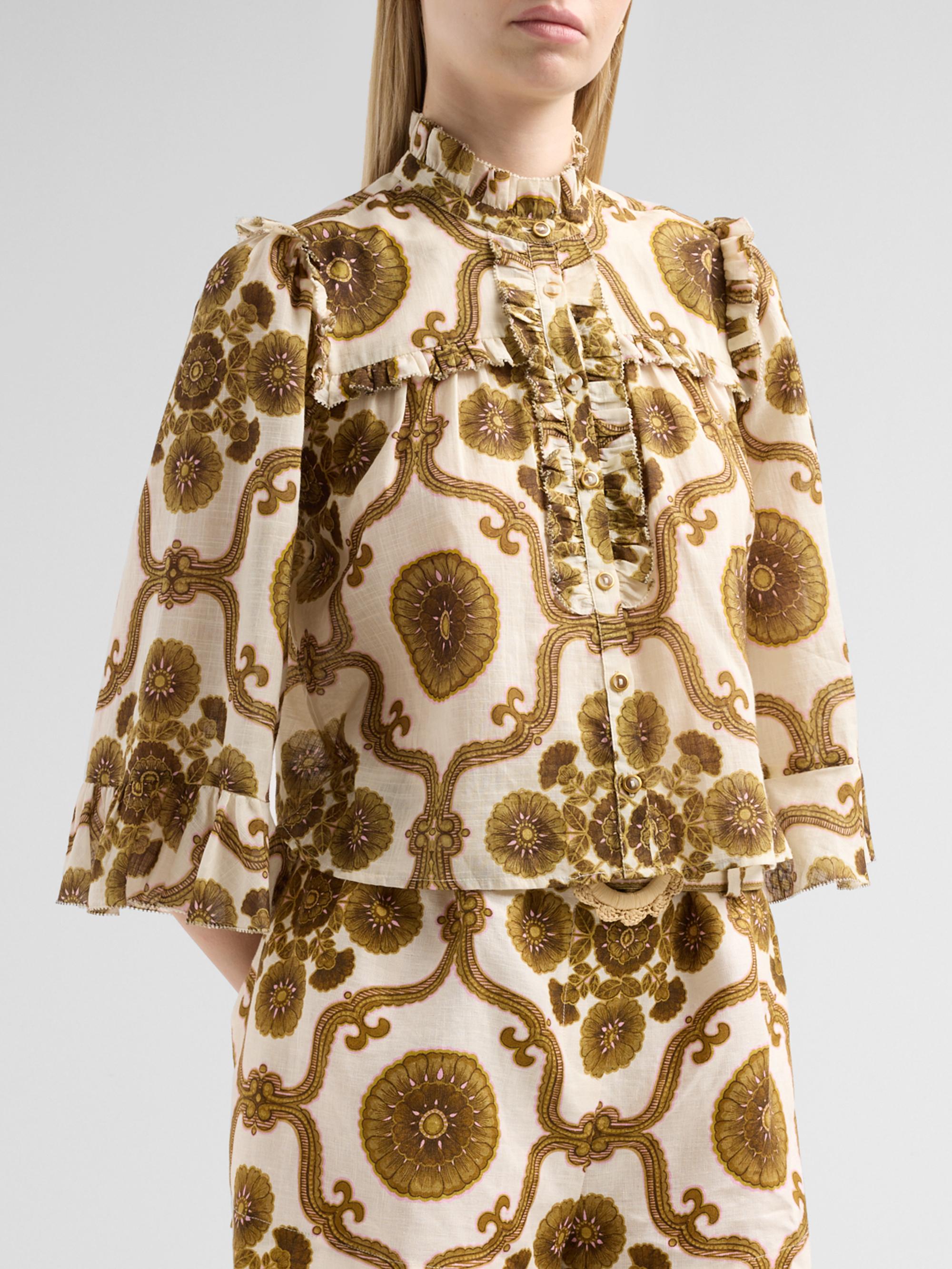 Cara Cara Women's Elowen Floral Medallion Ruffle Blouse - Mod Floral Olive | Thumbnail 4
