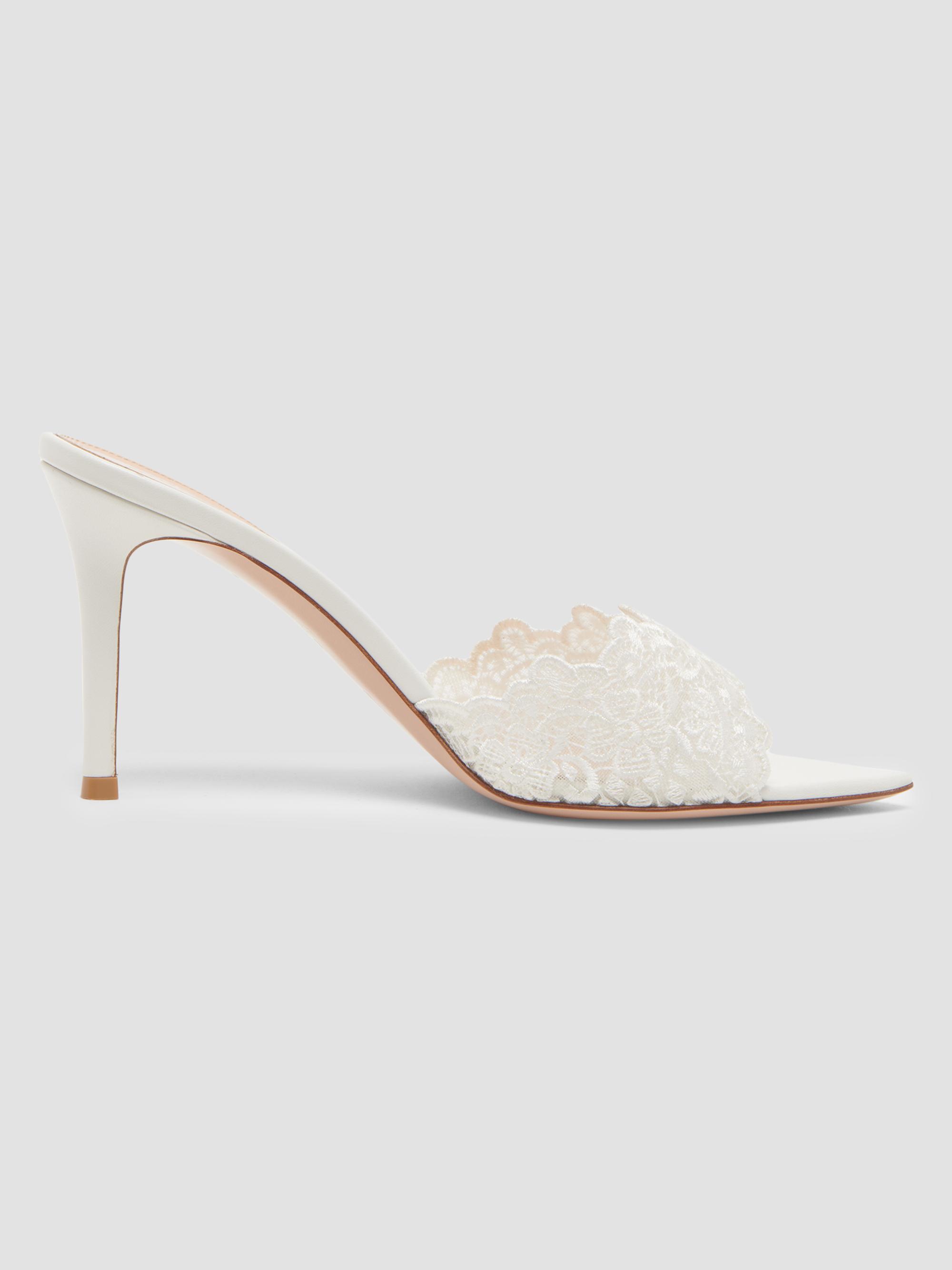 Yvonne 85MM Mesh, Lace & Leather Mule Sandals