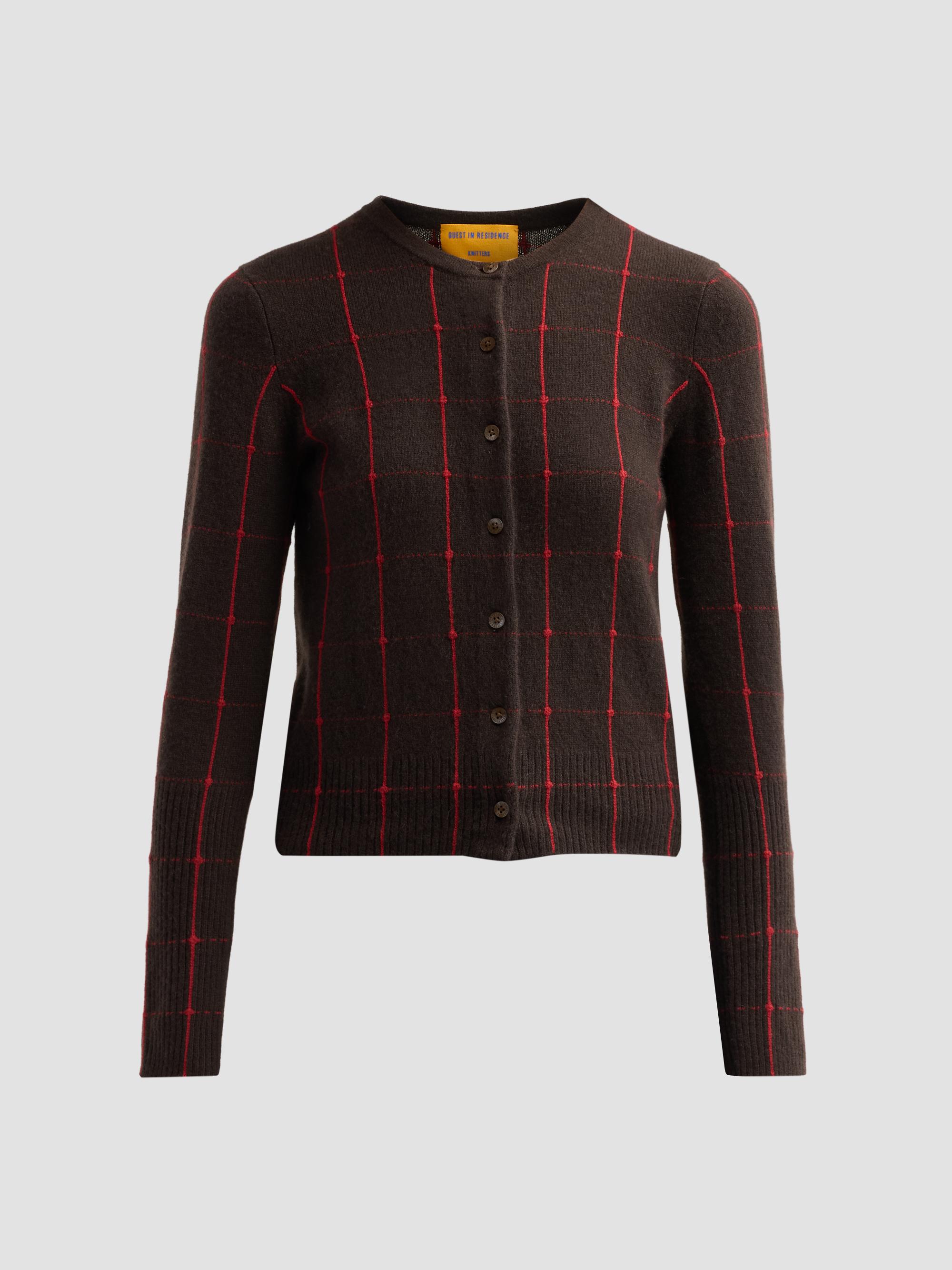 Guest in Residence Jane Plaid Cable-Knit Crewneck Cardigan | Saks