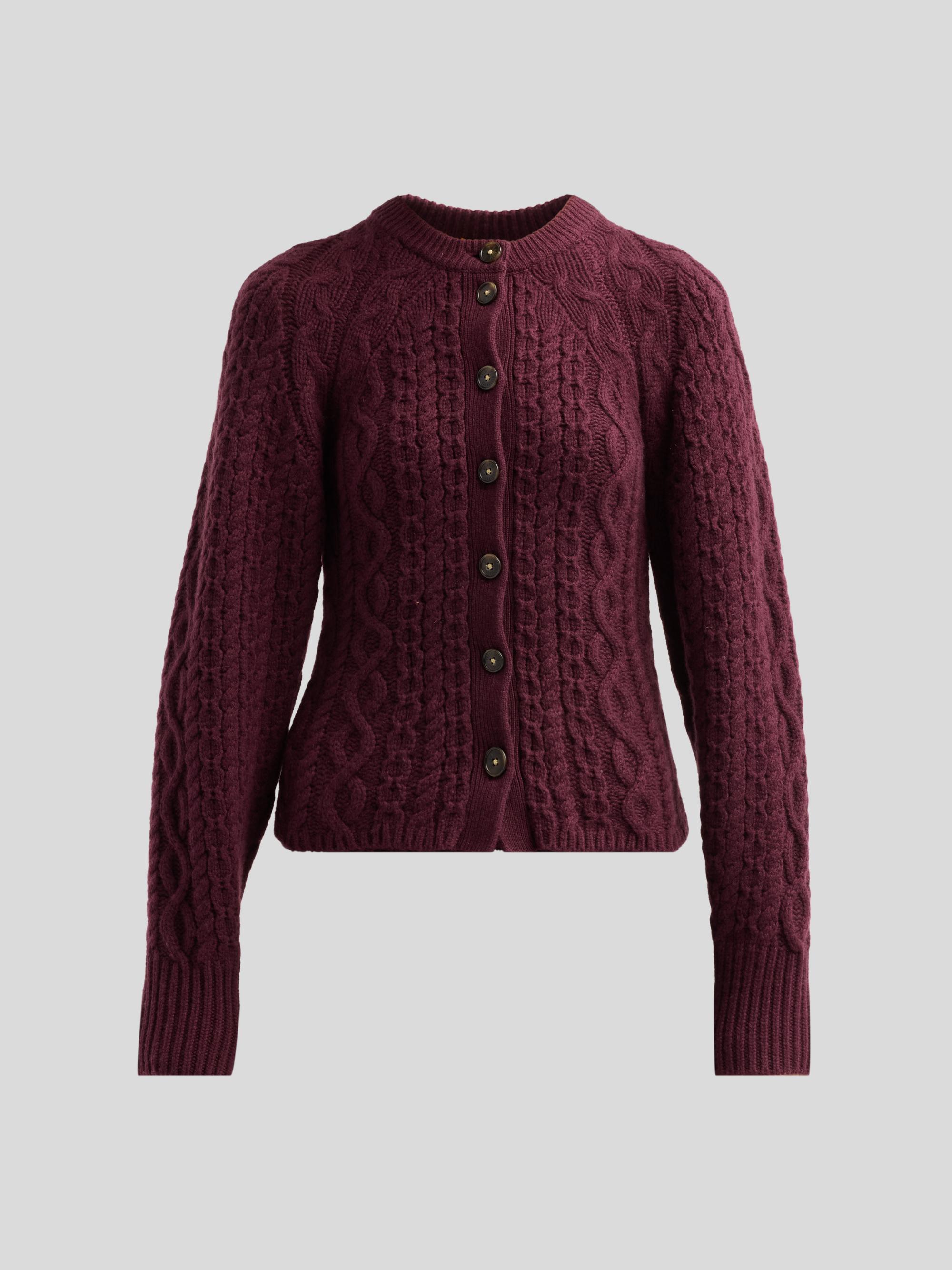 Guest in Residence Jane Plaid Cable-Knit Crewneck Cardigan | Saks