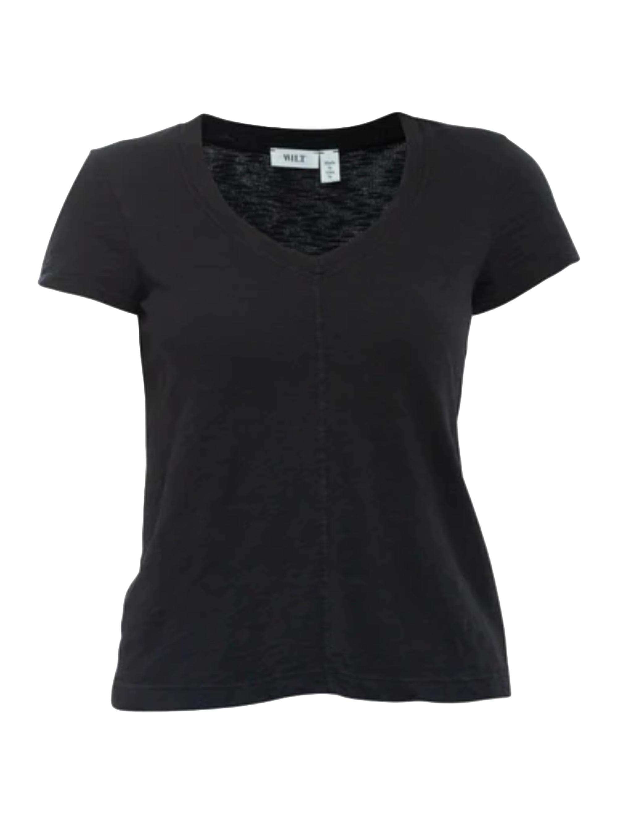 Wilt Women's Slim Deep V-Neck Rib Back T-Shirt - White