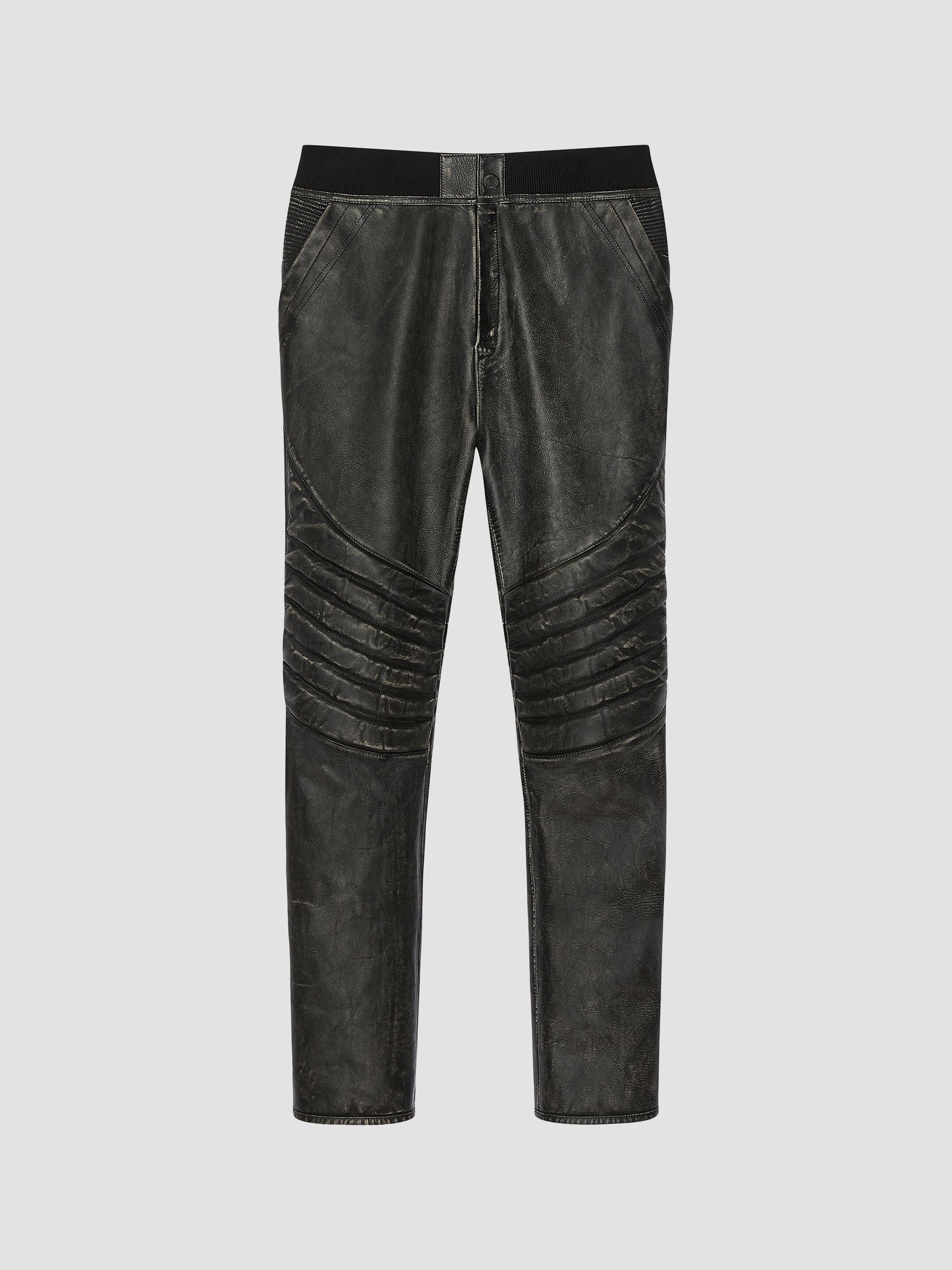 Givenchy Men's Slim Fit Biker Pants in Leather - Faded Black | Thumbnail 6