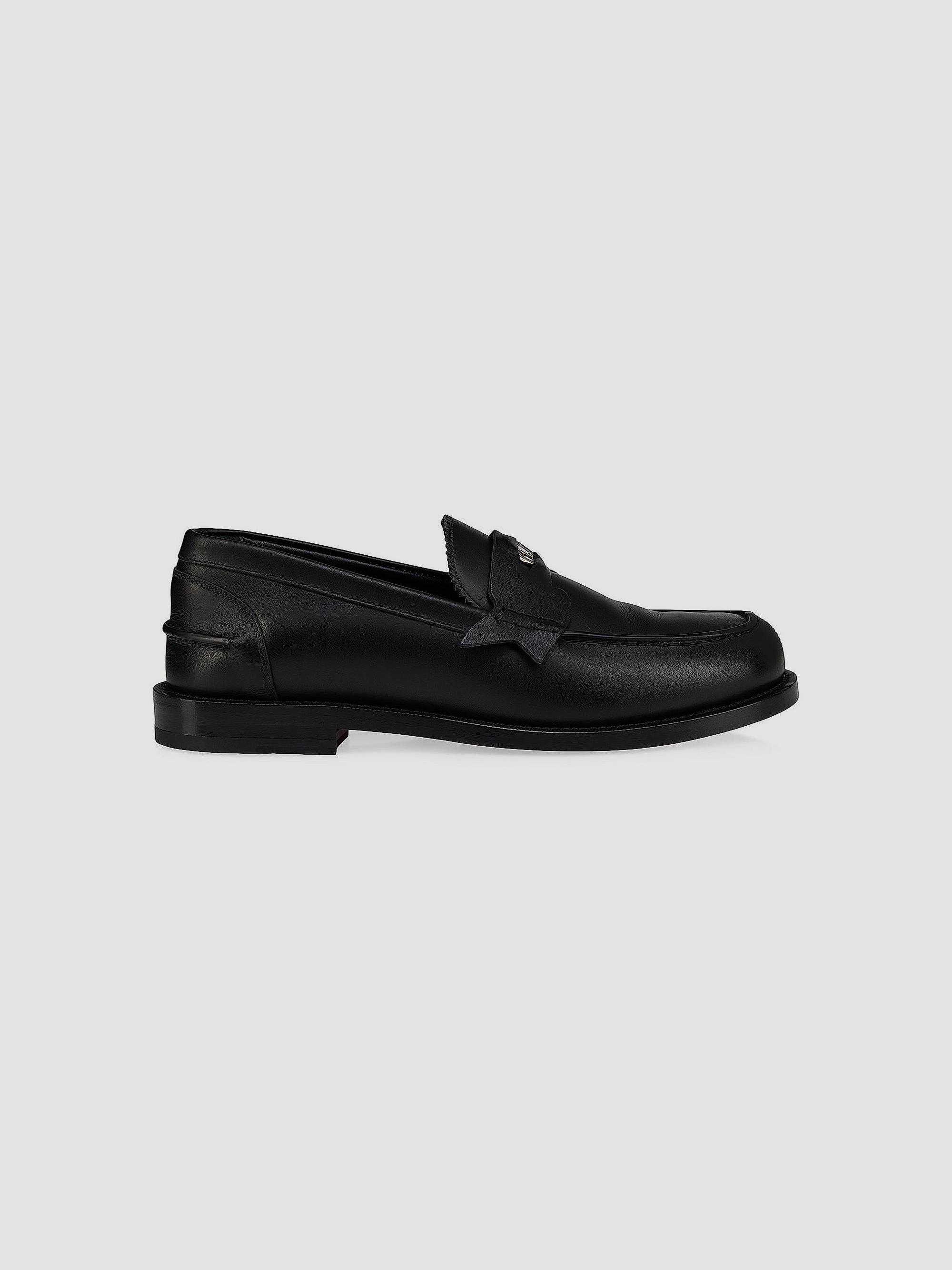 Saks Fifth Avenue Black Patent Leather Woven-Trim Penny Loafers Christian Louboutin Penny Patent Leather Loafers | Saks  main image 3