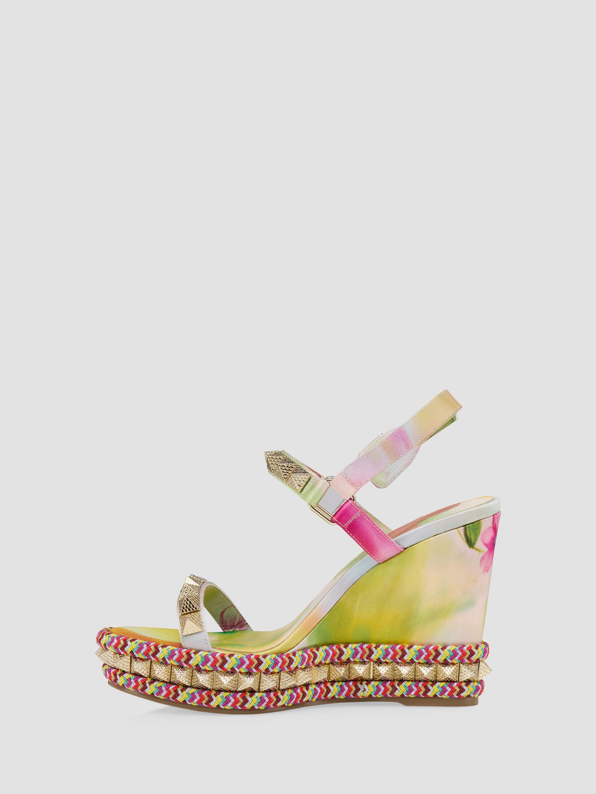 【新品】 Christian Louboutin カラフルストライプ ハイヒール Christian Louboutin Pyra Clou 110MM Sandals | Saks Fifth Avenue