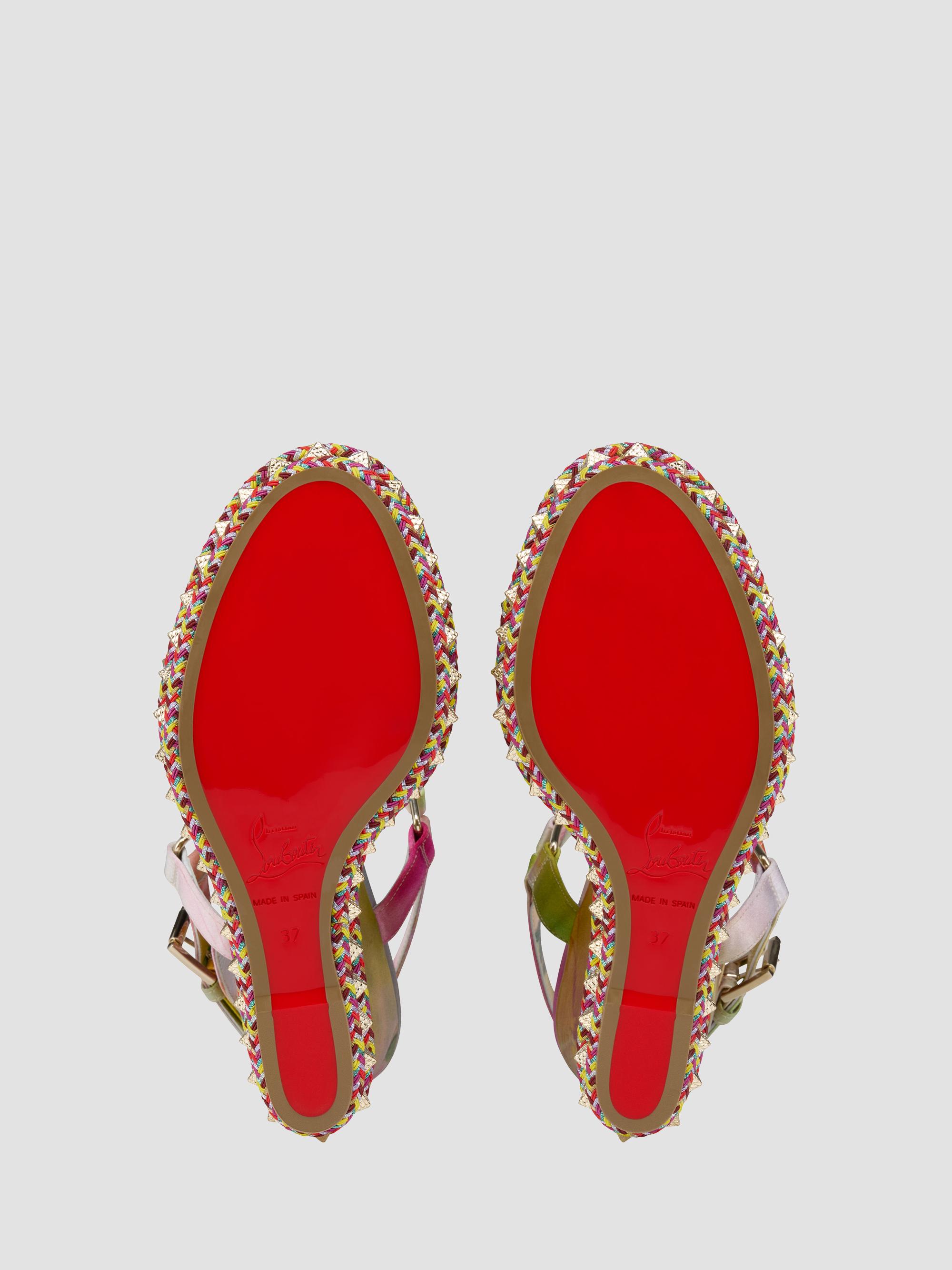 【新品】 Christian Louboutin カラフルストライプ ハイヒール Christian Louboutin Pyra Clou 110MM Sandals | Saks Fifth Avenue