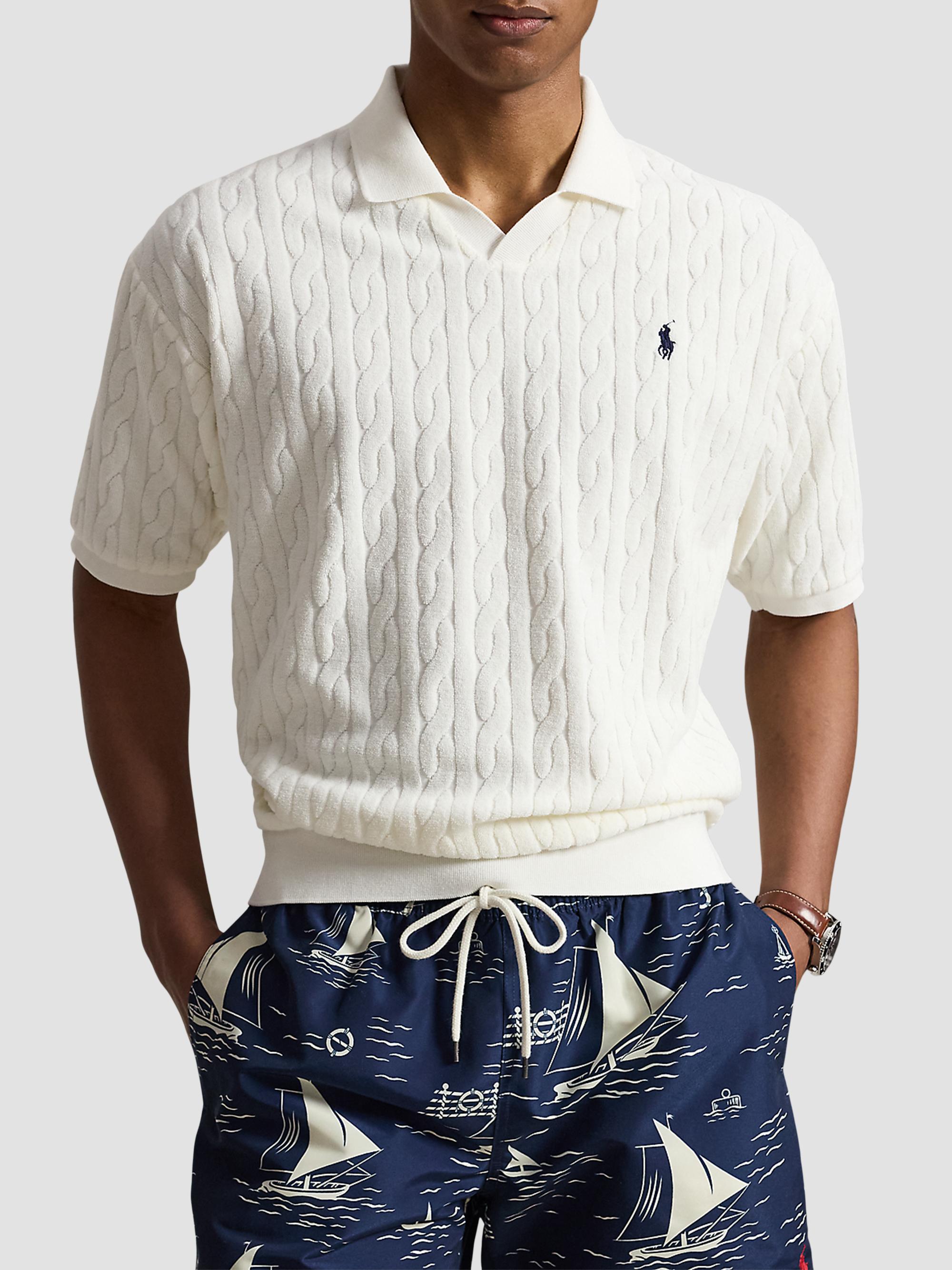 Polo Ralph Lauren Cable-Knit Terry Collared Shirt | Saks Fifth Avenue