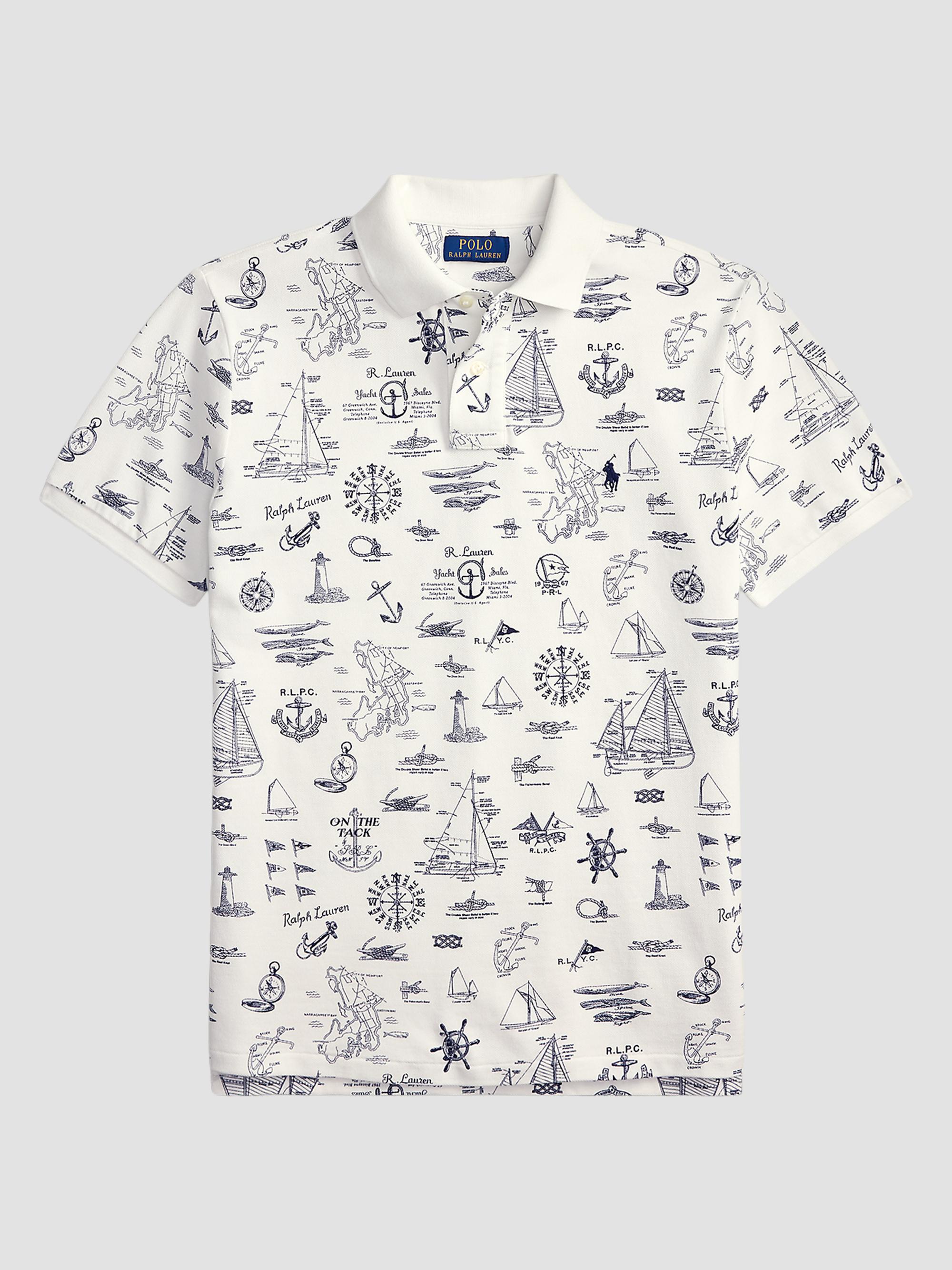 Polo Ralph Lauren Men's Custom-Slim-Fit Nautical Mesh Polo Shirt - Seaward Bound White | Thumbnail 7