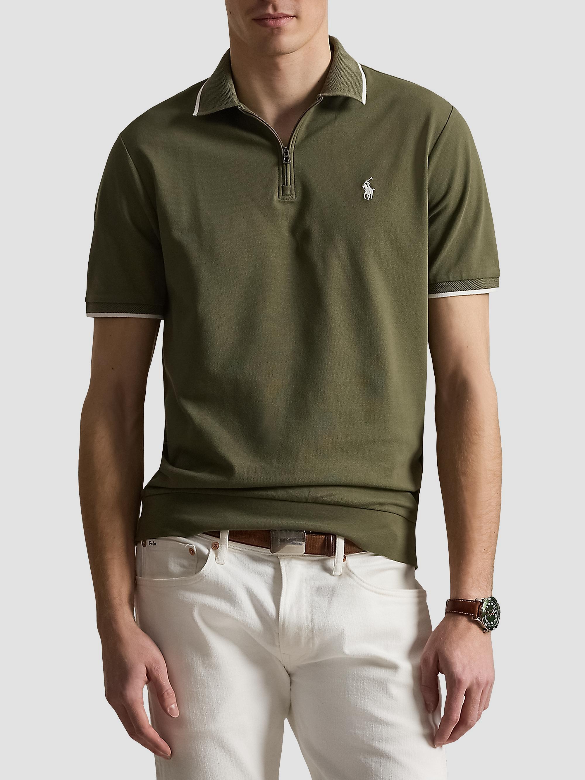 Polo Ralph Lauren Classic-Fit Stretch Mesh Zip Polo Shirt | Saks