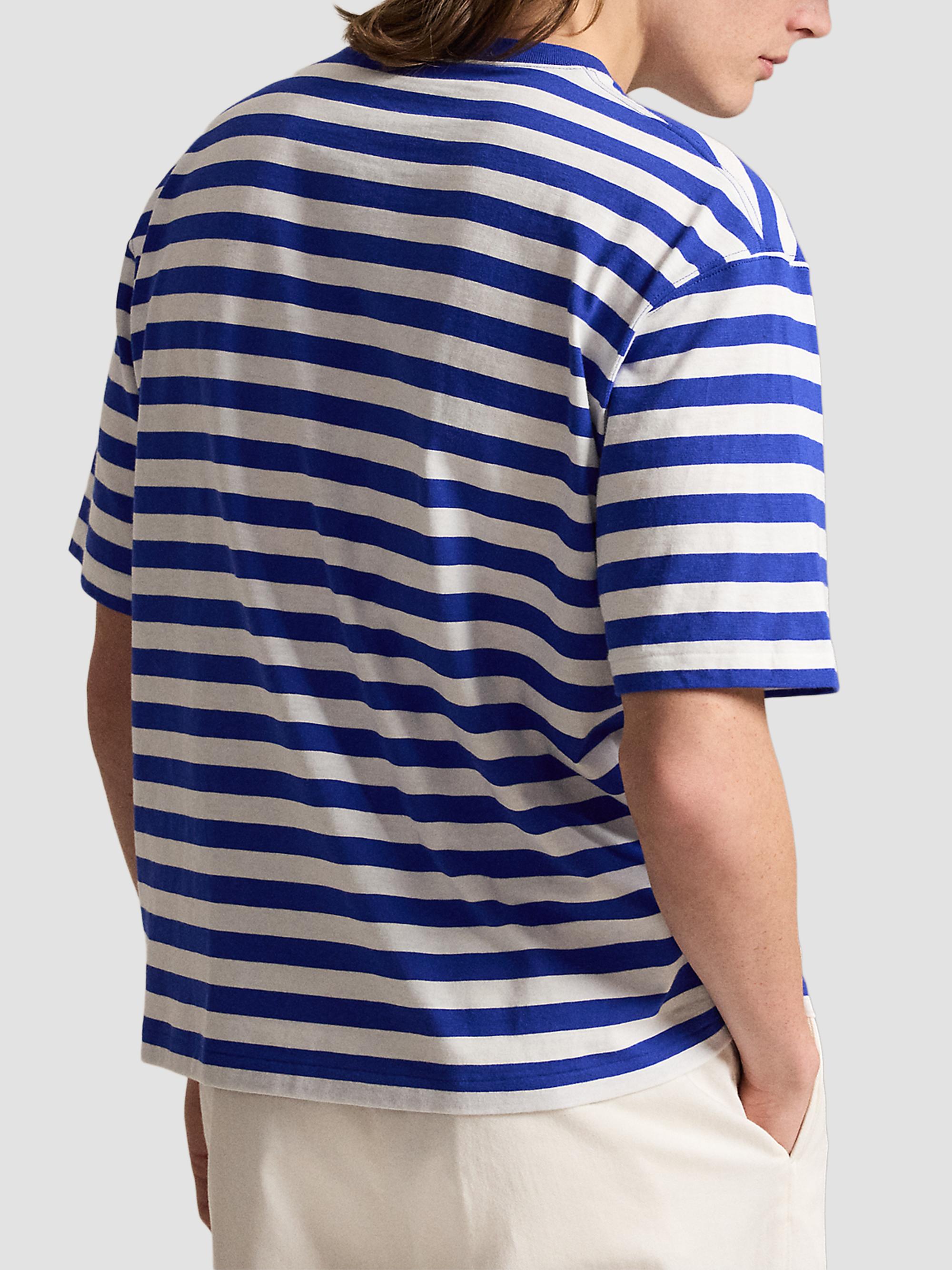 Polo Ralph Lauren Men's Striped Cotton Jersey T-Shirt - Rugby Royal White | Thumbnail 3
