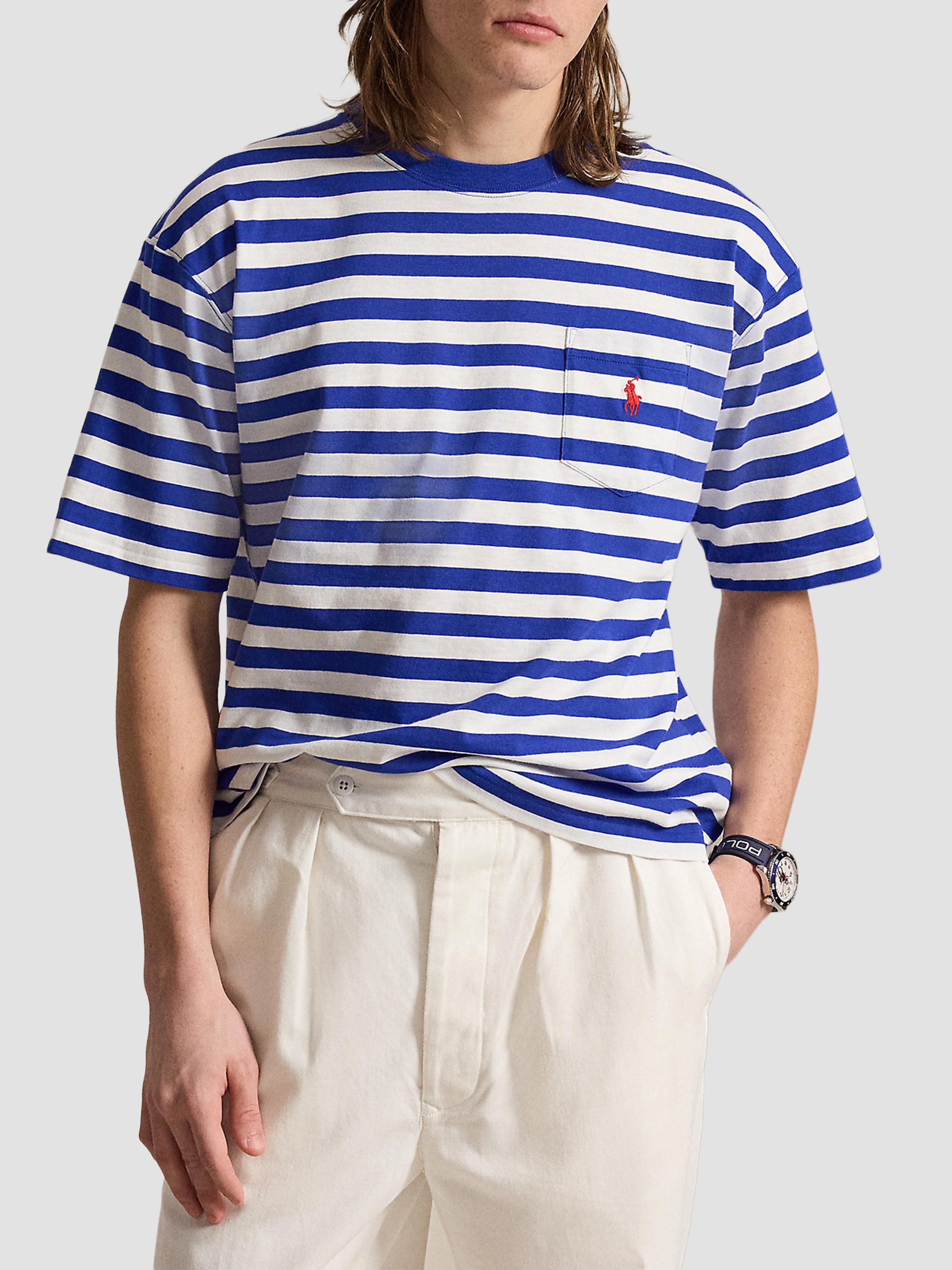 Polo Ralph Lauren Men's Striped Cotton Jersey T-Shirt - Rugby Royal White | Thumbnail 4