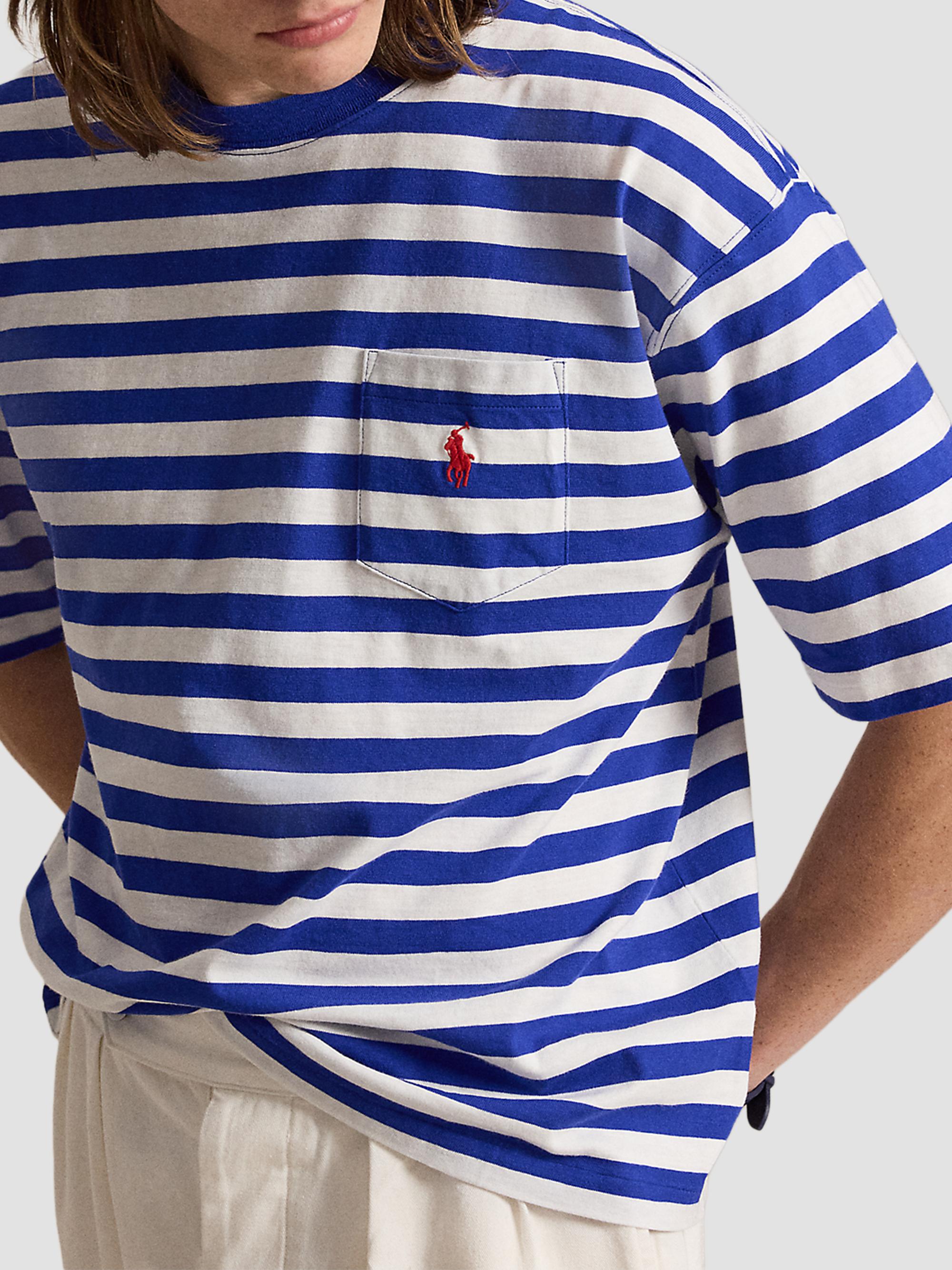 Polo Ralph Lauren Men's Striped Cotton Jersey T-Shirt - Rugby Royal White | Thumbnail 5